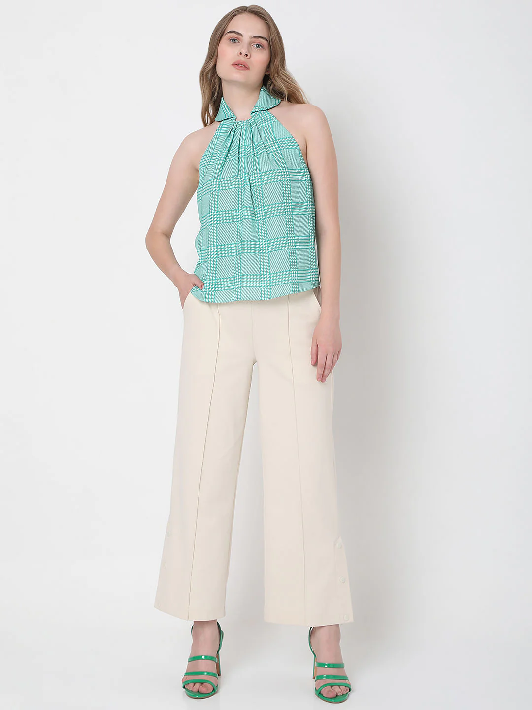 Green Check Halter Neck Co-Ord Set Top - Image 5