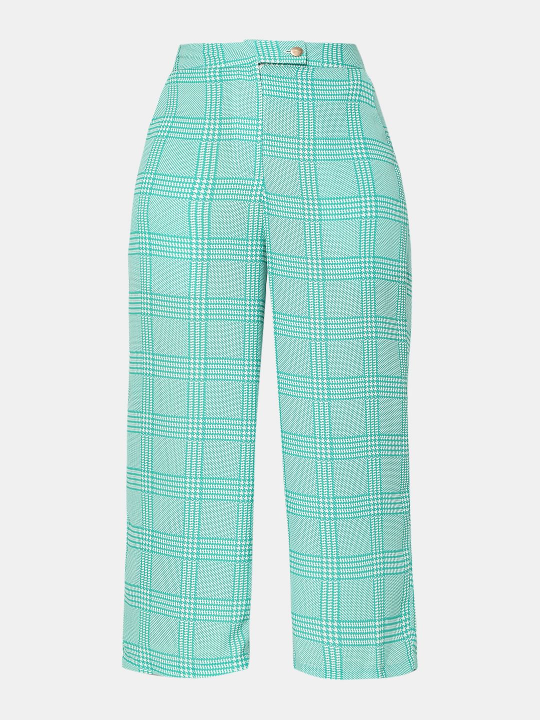 Green Mid Rise Check Co-Ord Pants - Image 7