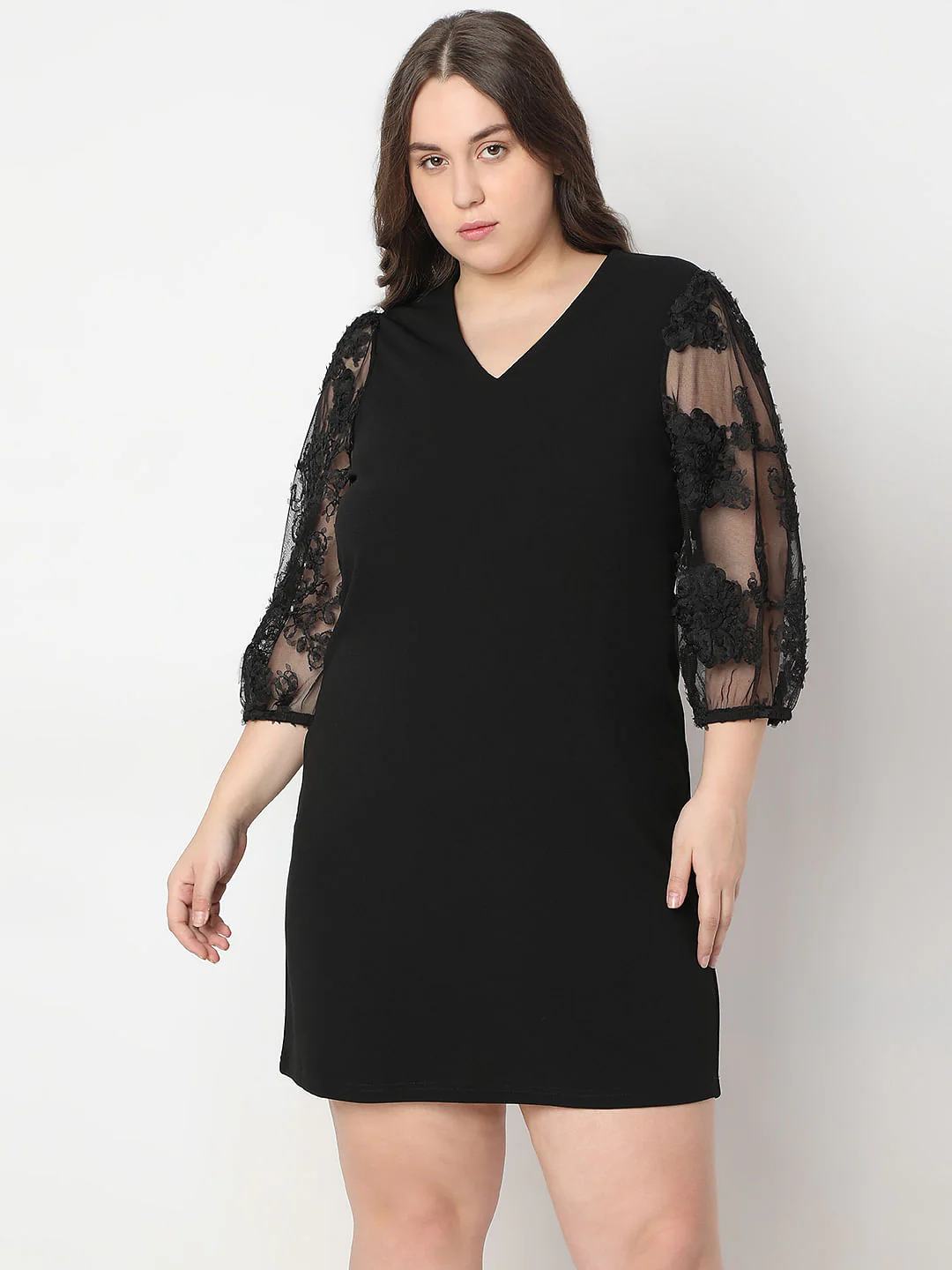 Curve Black Short Dress - Image 2
