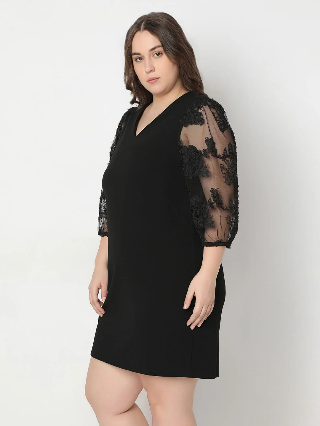 Curve Black Short Dress - Image 3