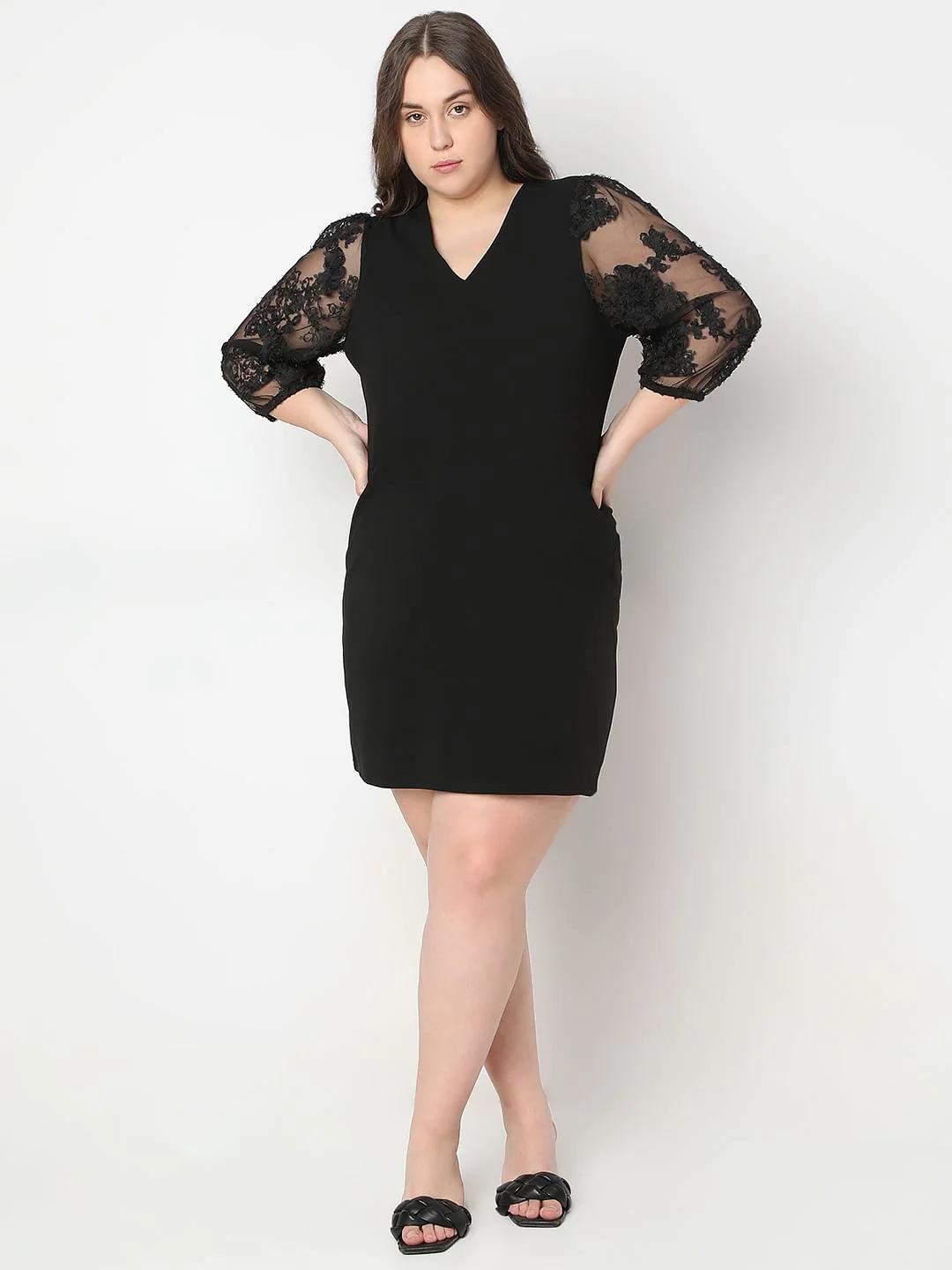 Curve Black Short Dress - Image 5