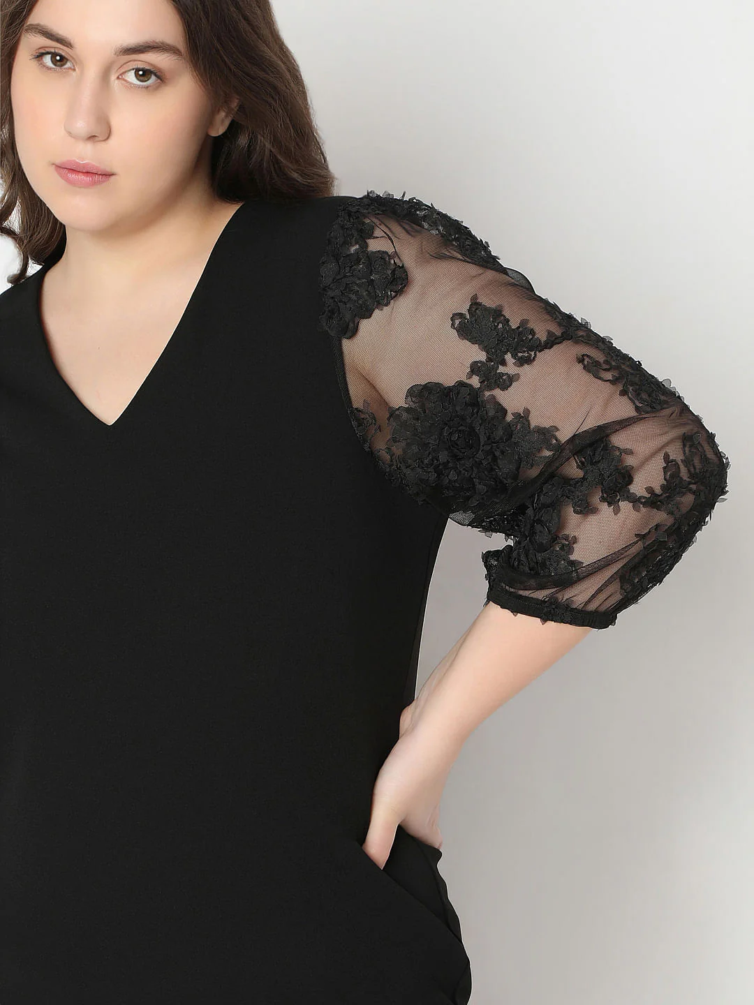 Curve Black Short Dress - Image 6