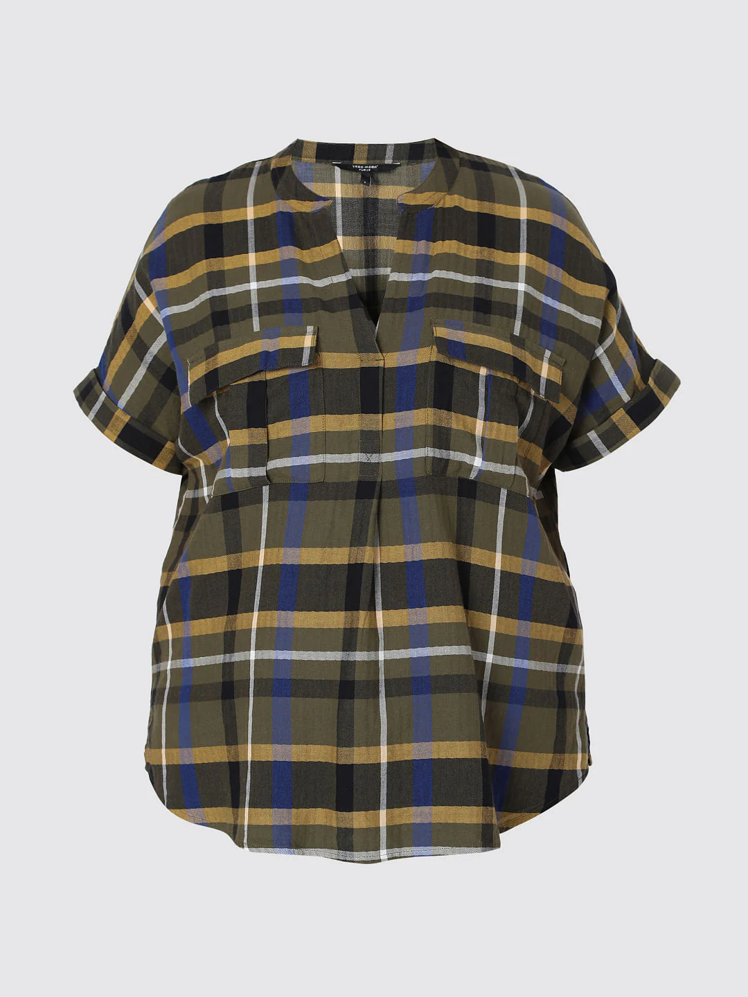 Curve Olive Green Check Top - Image 7