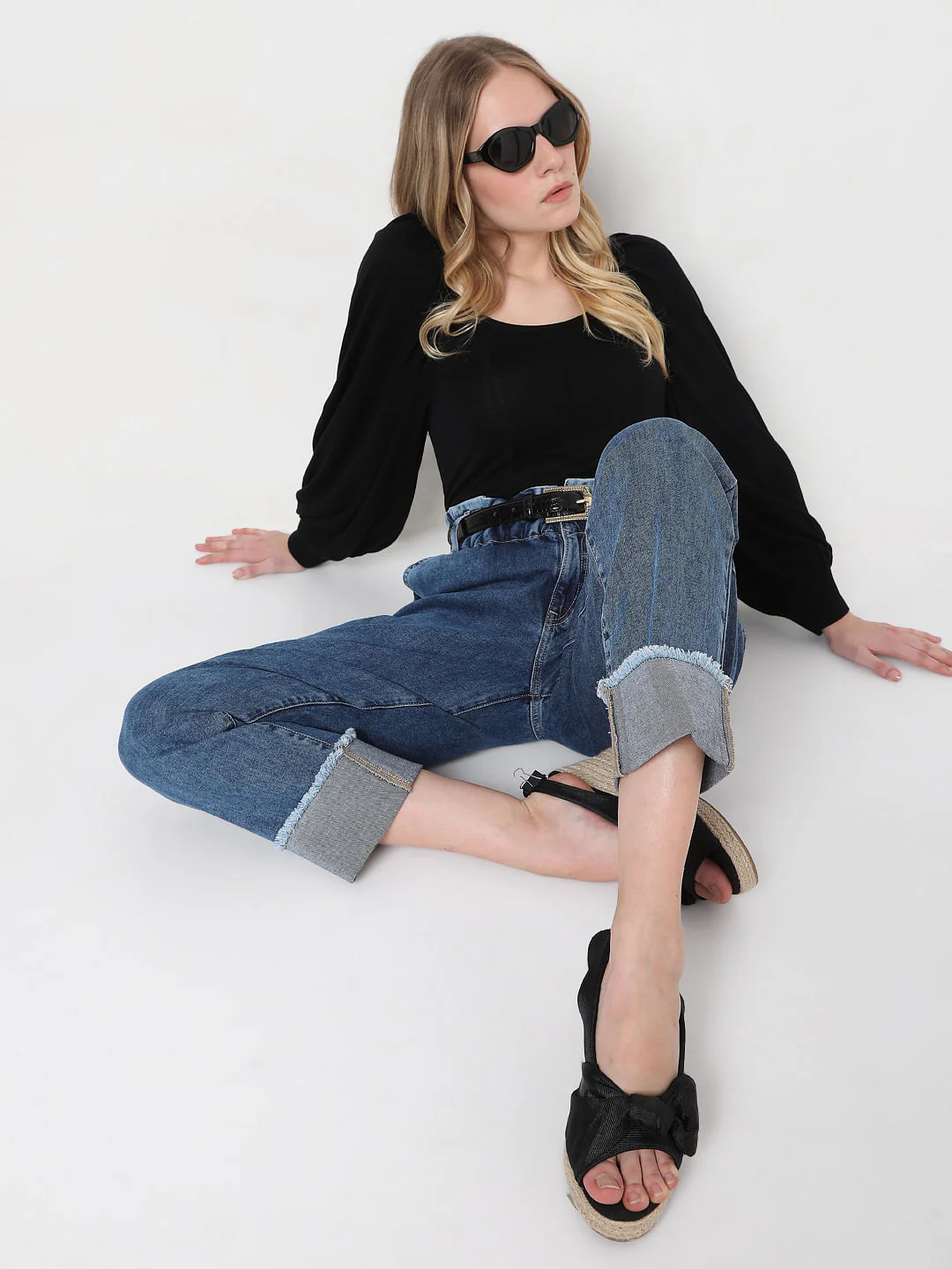 Black Boat Neck Top
