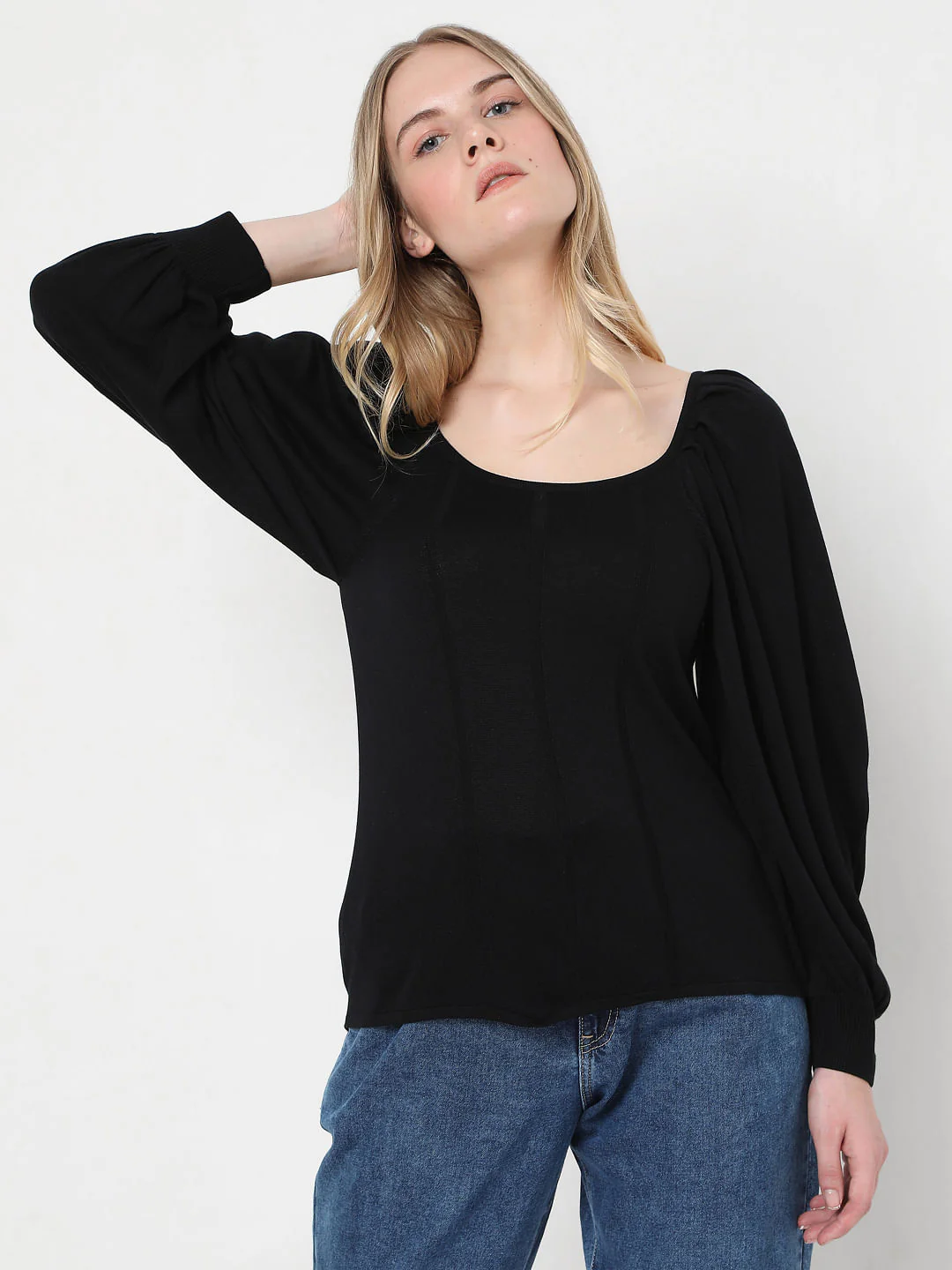 Black Boat Neck Top - Image 2