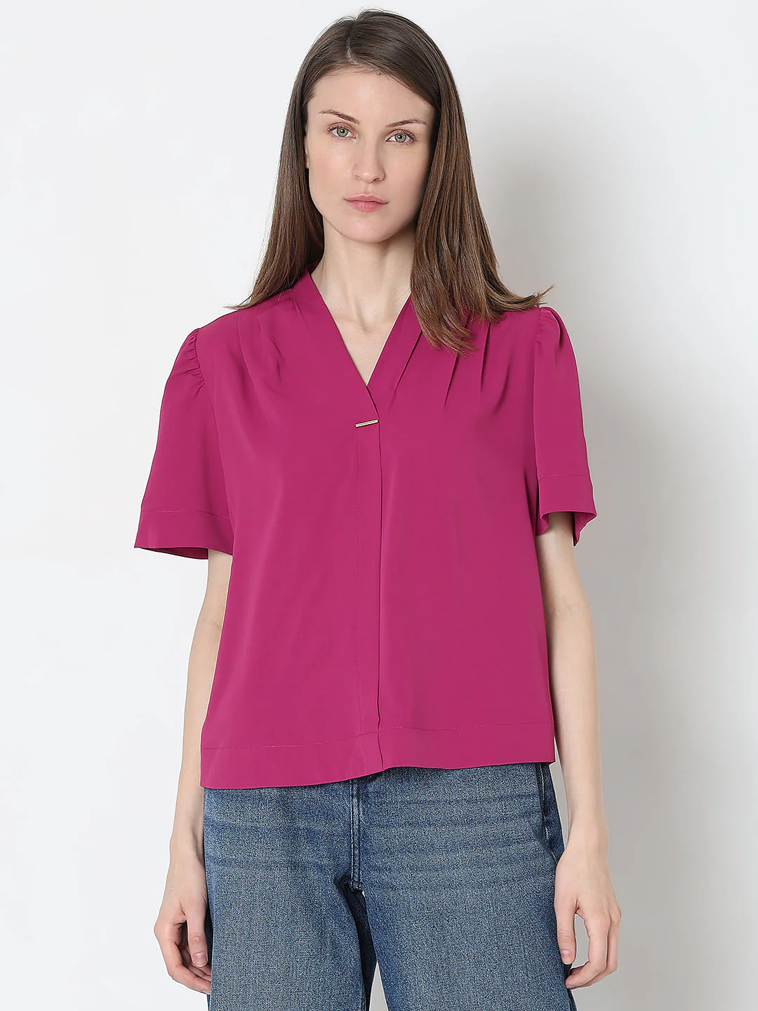 Deep Orchid V-Neck Top - Image 2