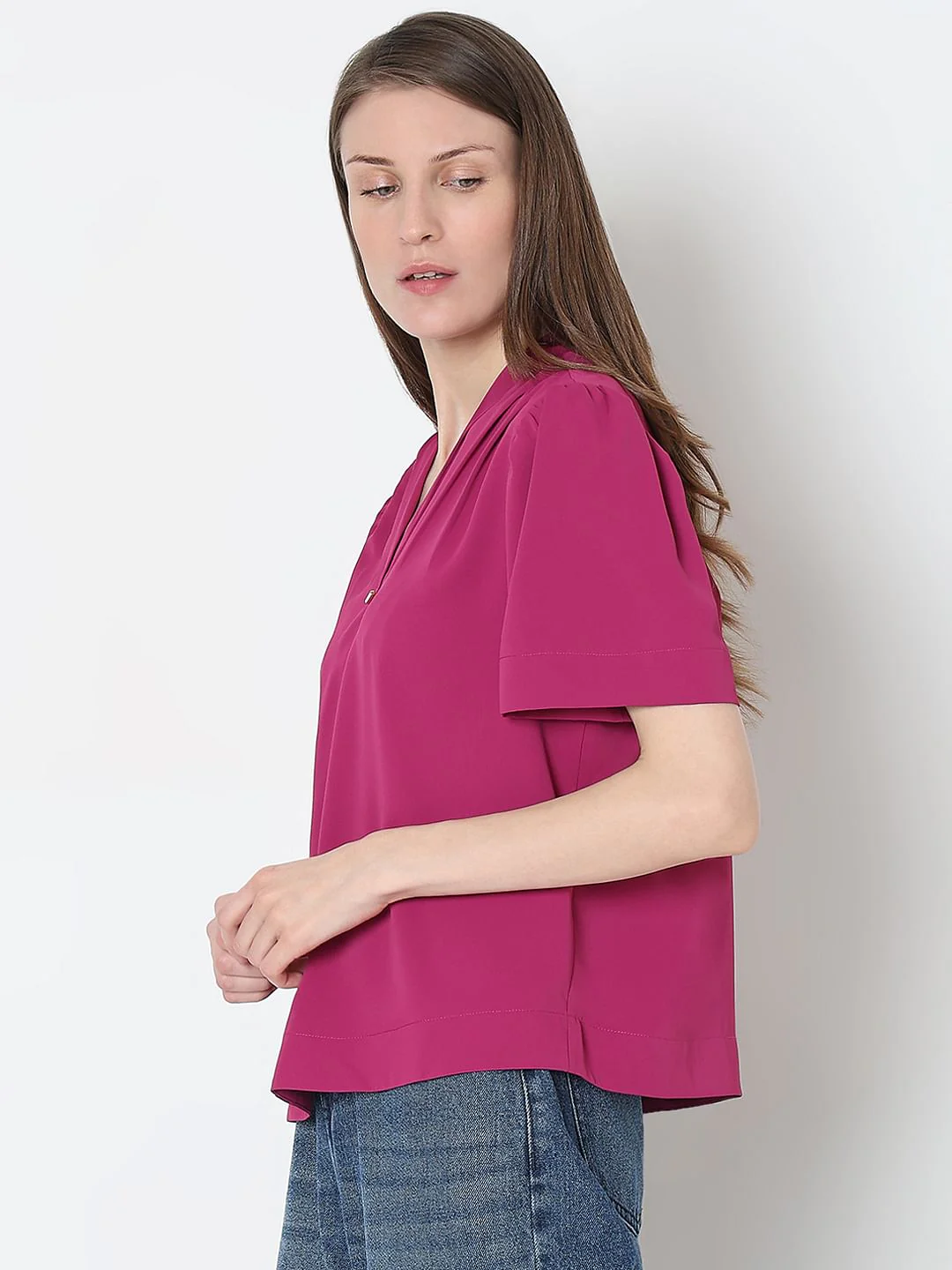 Deep Orchid V-Neck Top - Image 3