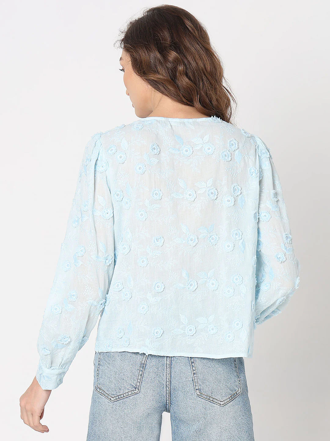 Light Blue 3D Floral Top - Image 4