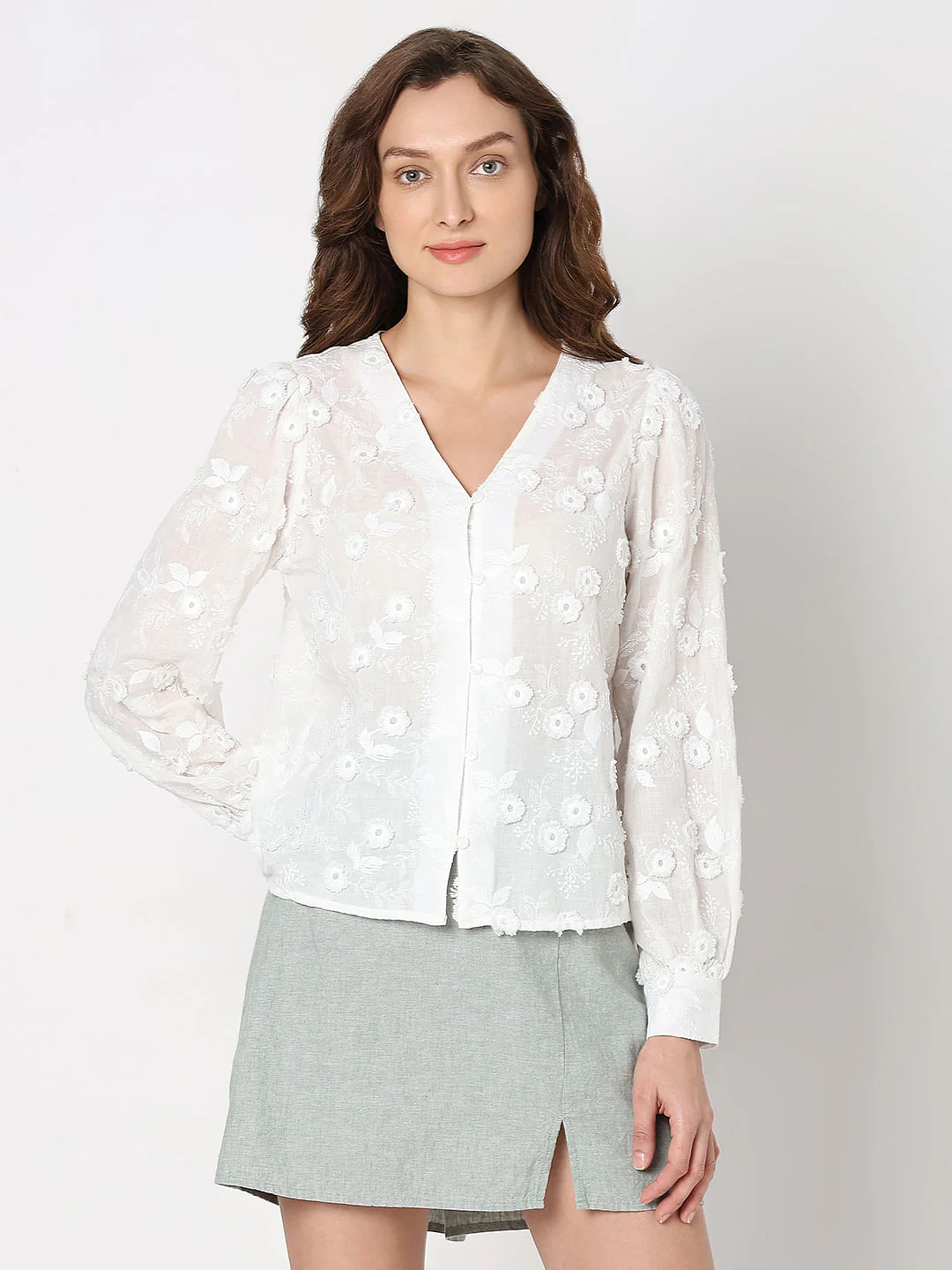 White 3D Floral Top - Image 2