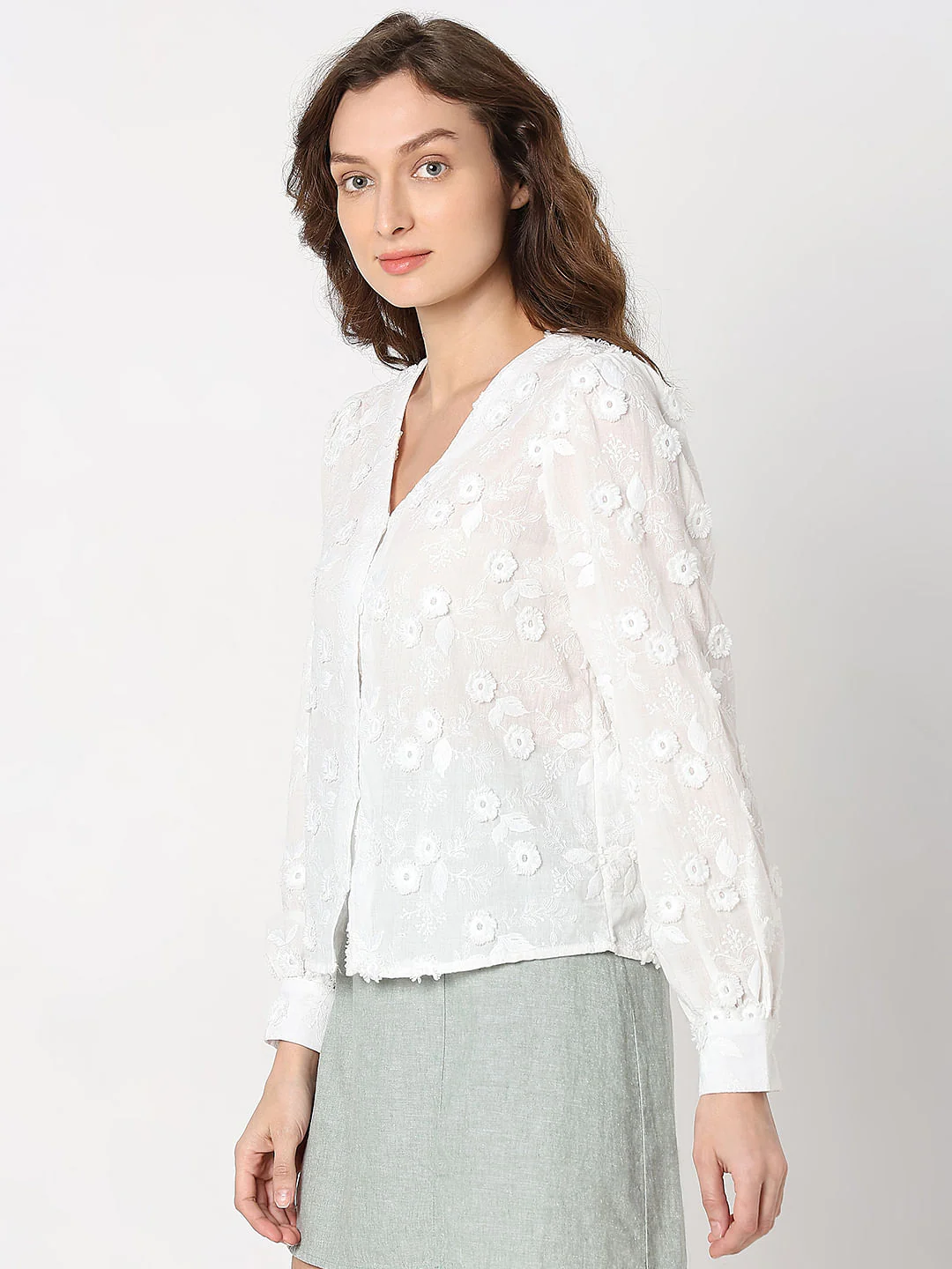 White 3D Floral Top - Image 3