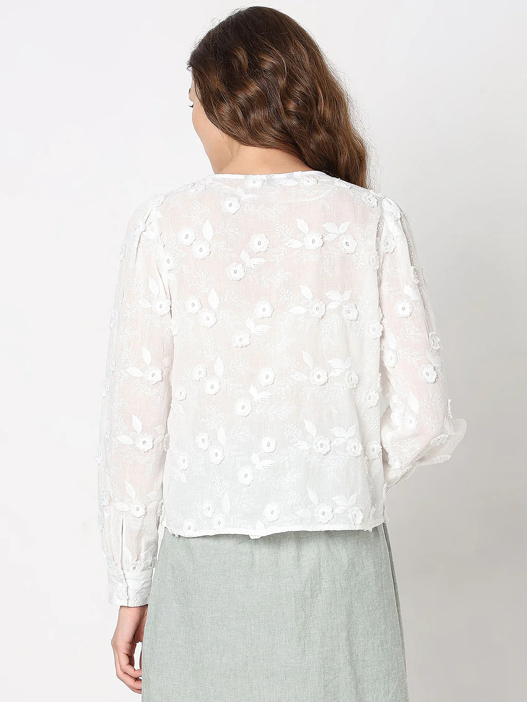 White 3D Floral Top - Image 4