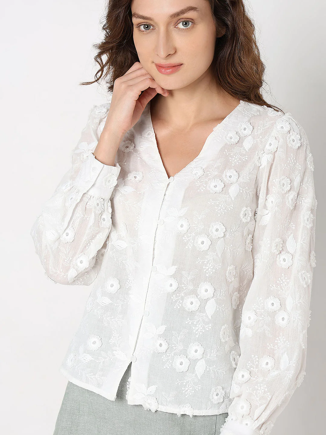 White 3D Floral Top - Image 6