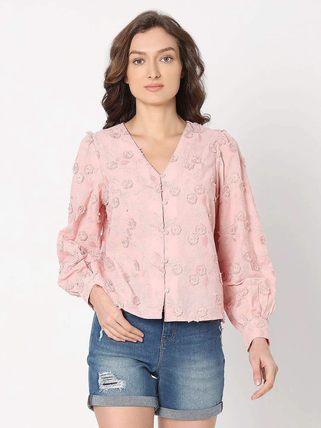 Pink Embroidered Cotton Top - Image 2