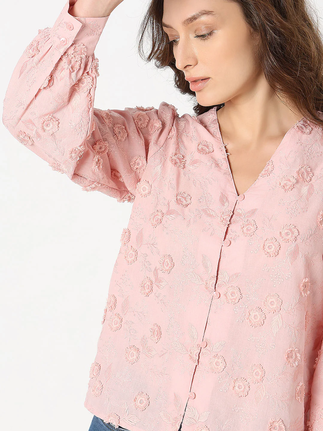 Pink Embroidered Cotton Top - Image 6