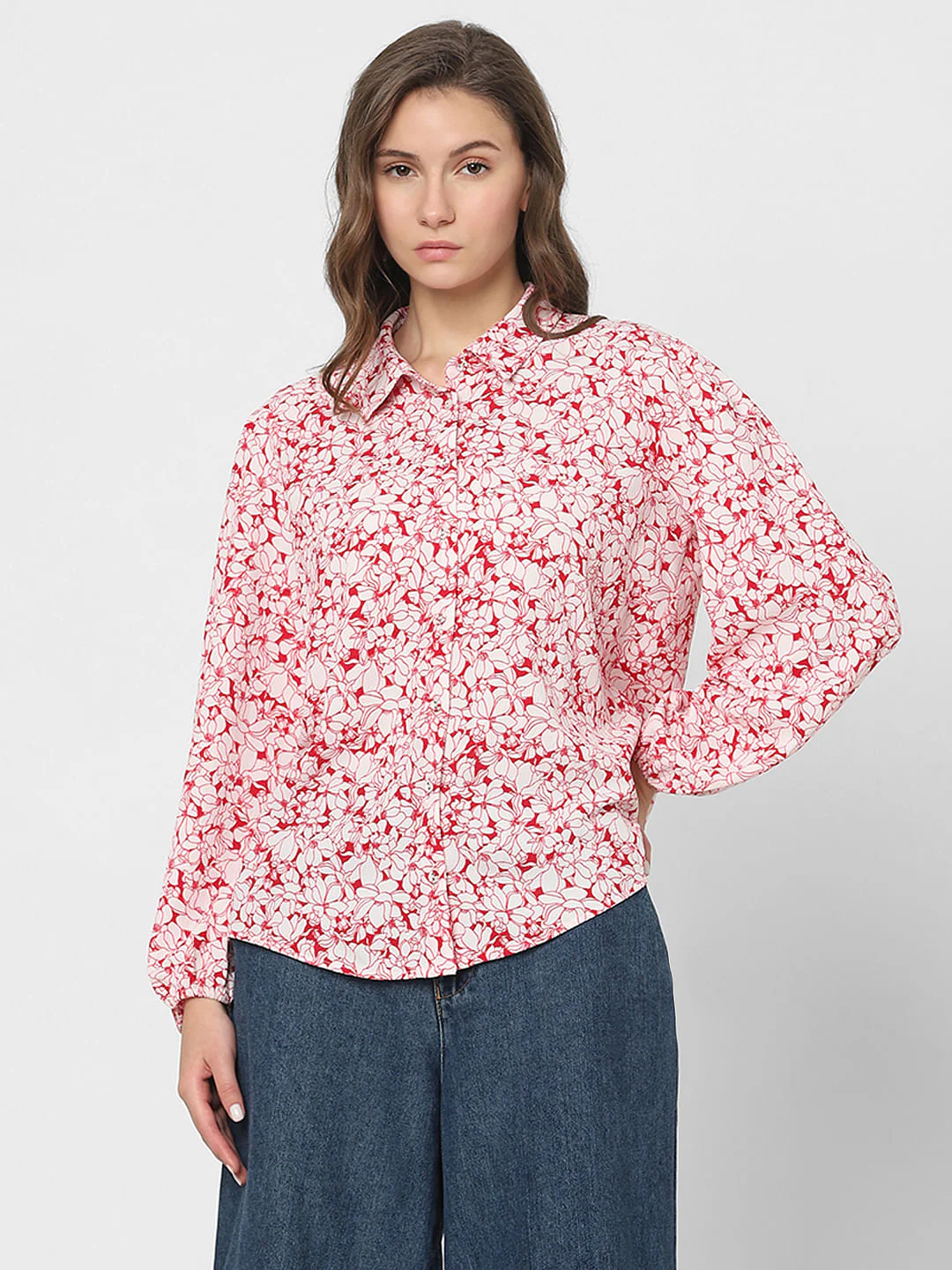 White & Red Floral Shirt - Image 2