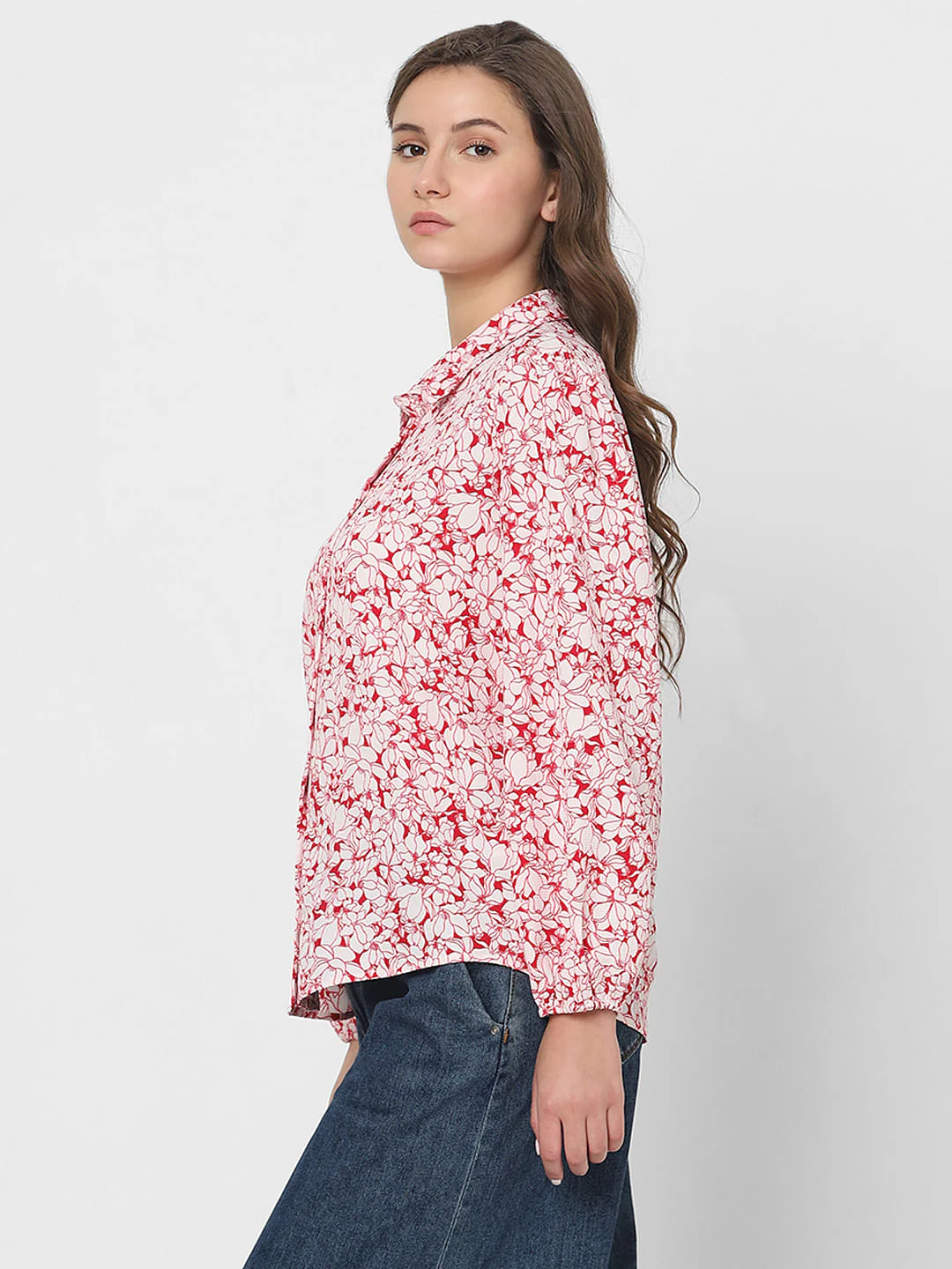 White & Red Floral Shirt - Image 3