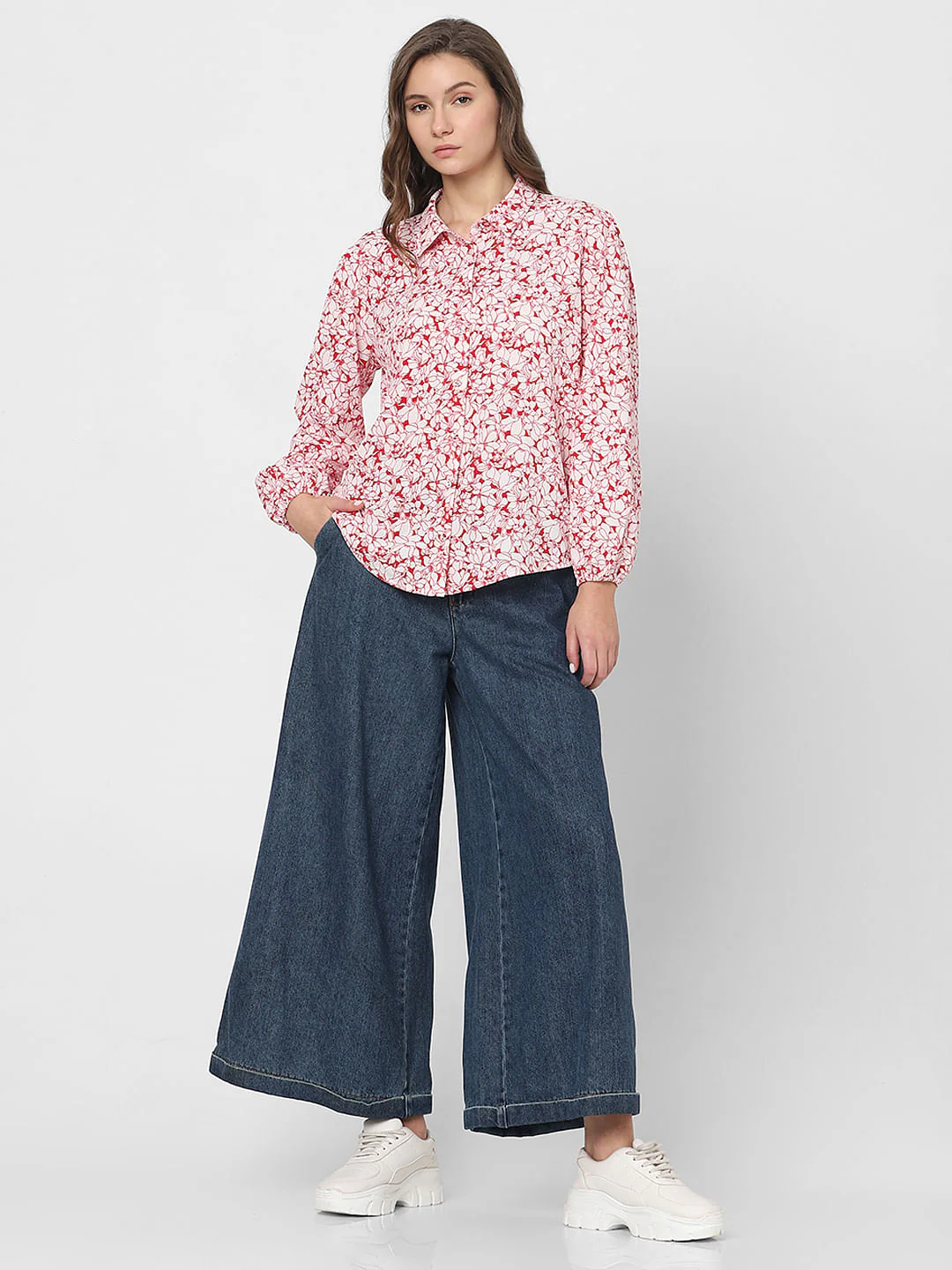 White & Red Floral Shirt - Image 5