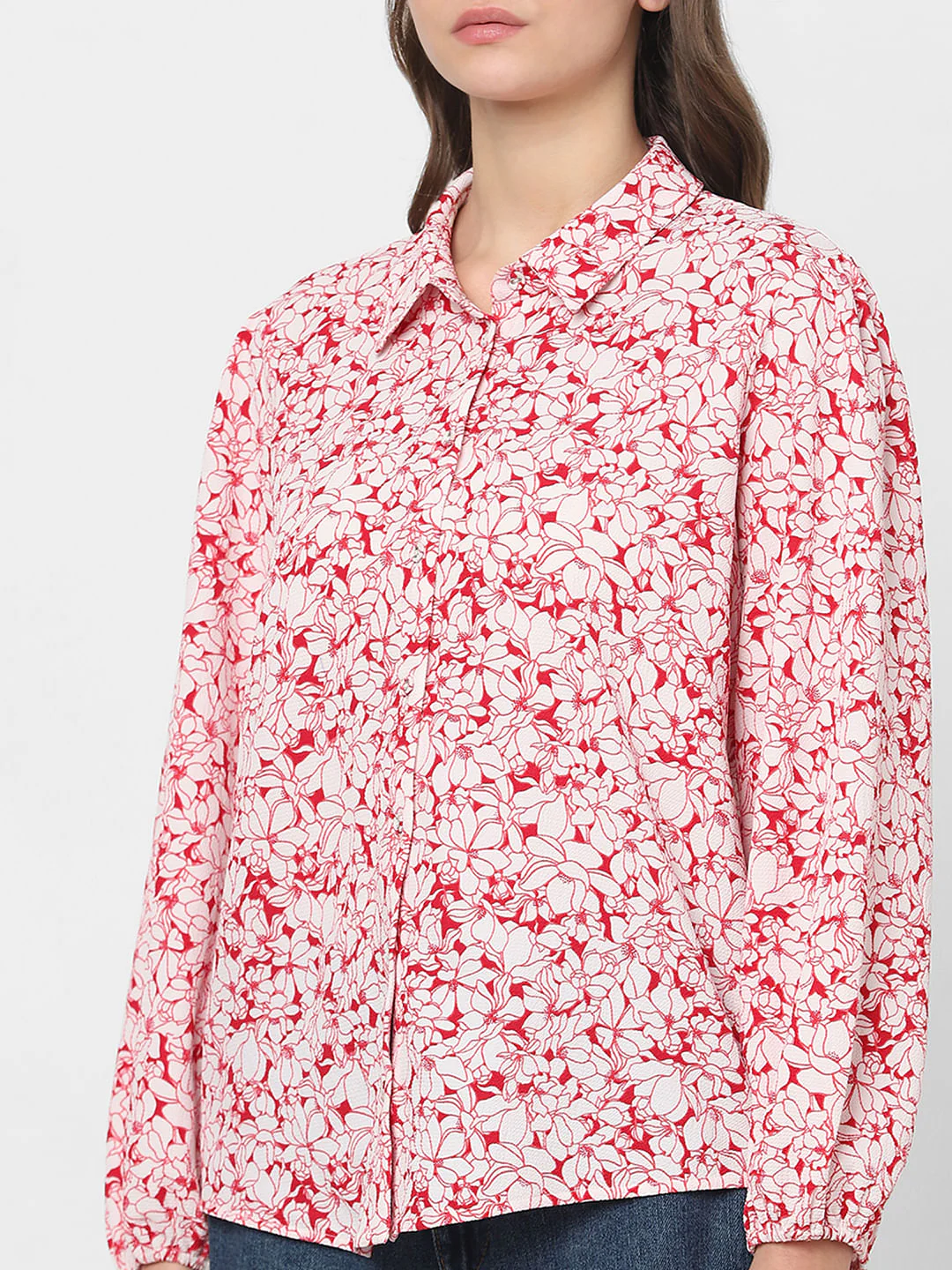 White & Red Floral Shirt - Image 6