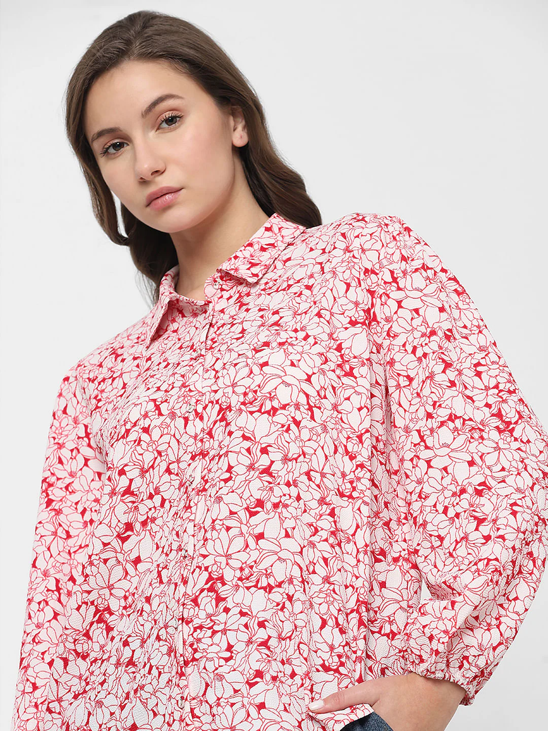 White & Red Floral Shirt - Image 8