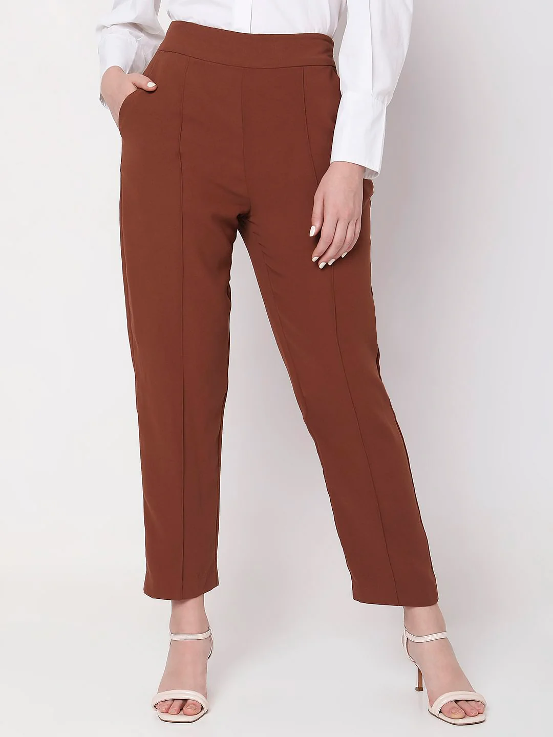 Brown High Rise Pants - Image 2