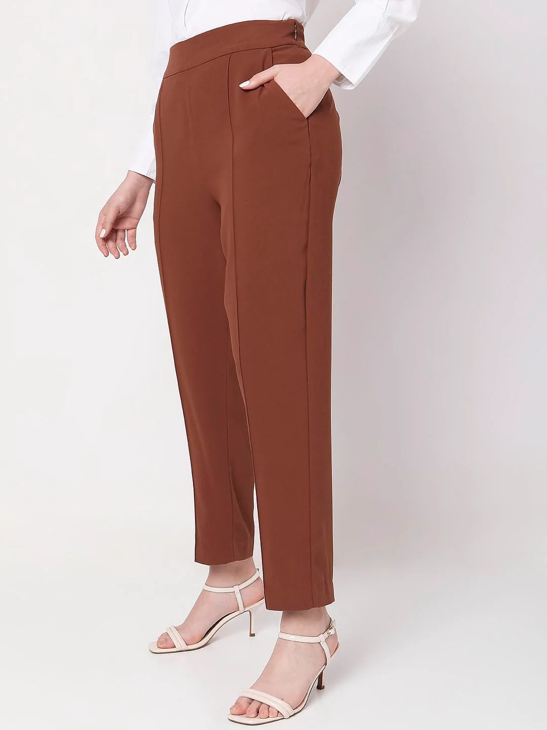 Brown High Rise Pants - Image 3