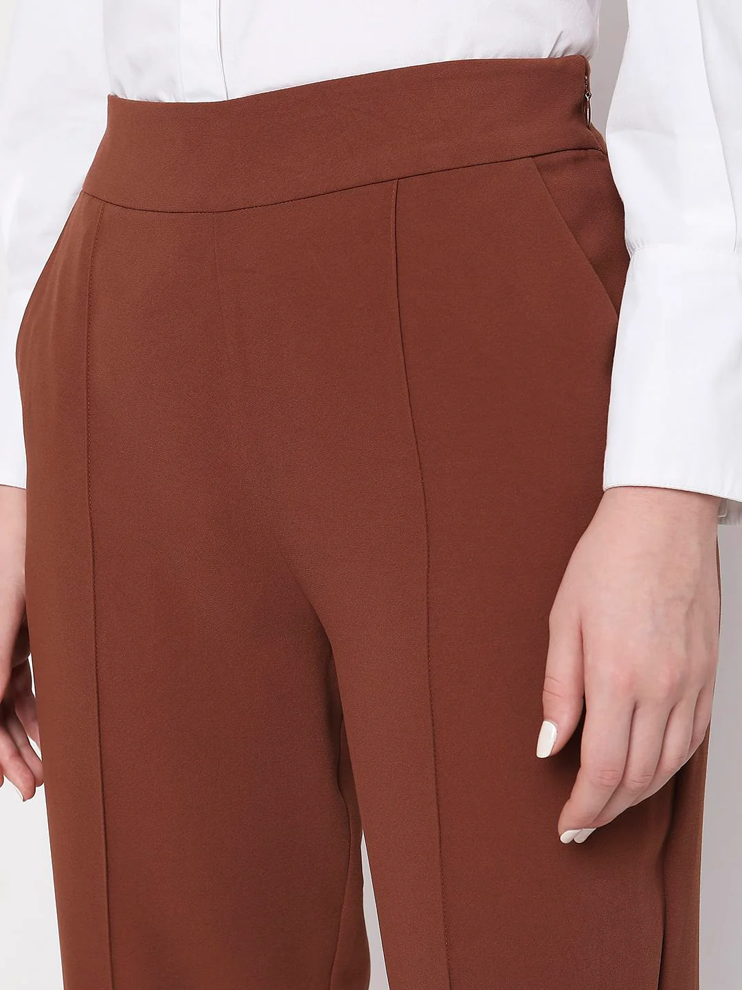 Brown High Rise Pants - Image 8