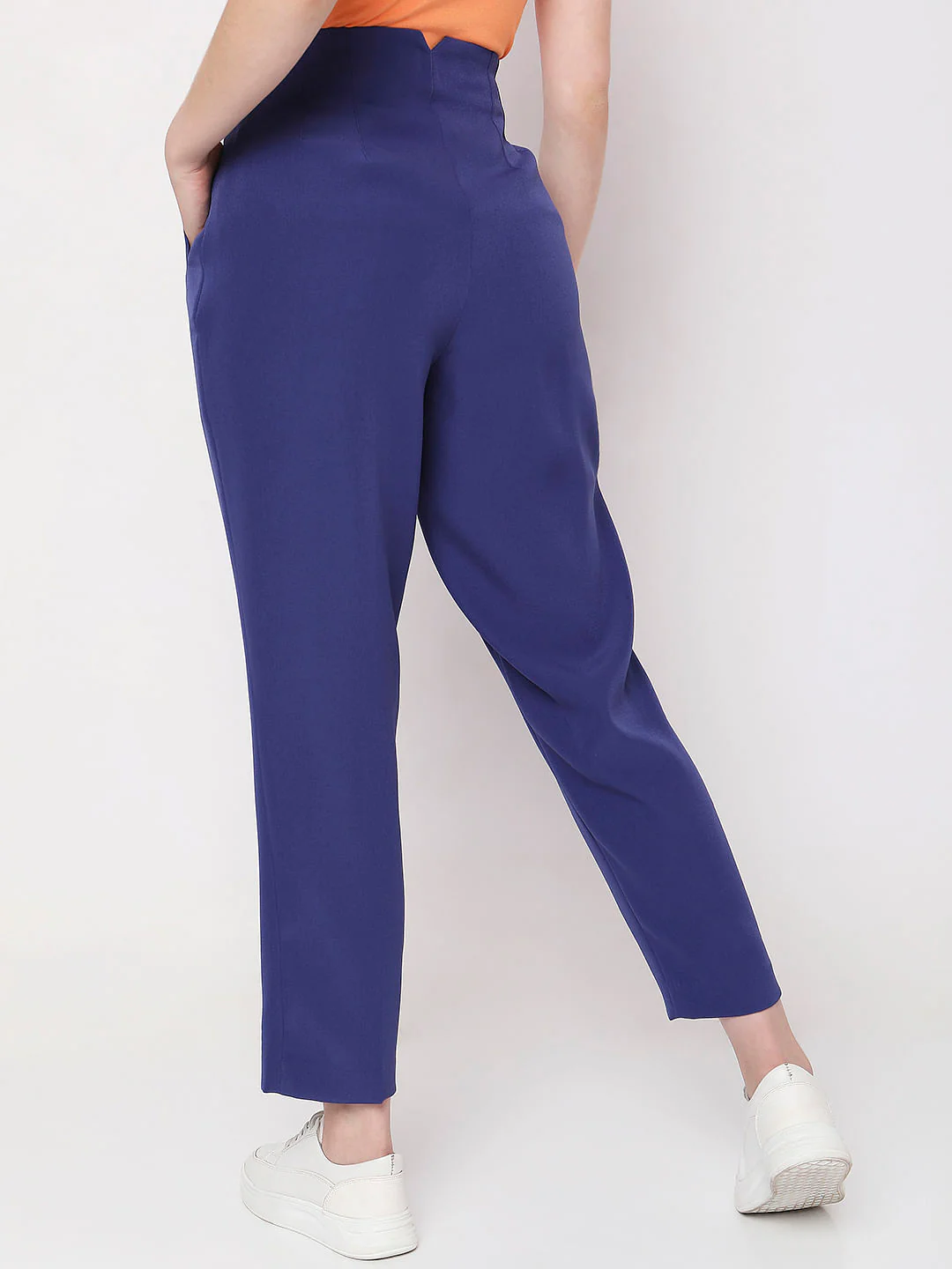 Blue High Rise Tapered Fit Pants - Image 4