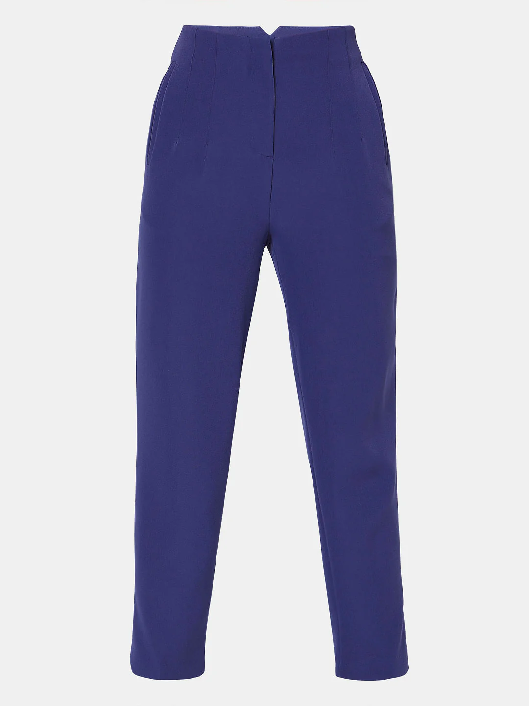 Blue High Rise Tapered Fit Pants - Image 7