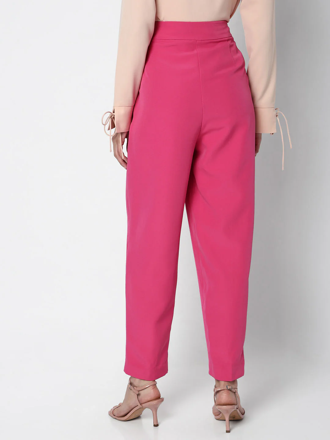 Pink High Rise Tapered Fit Pants - Image 4