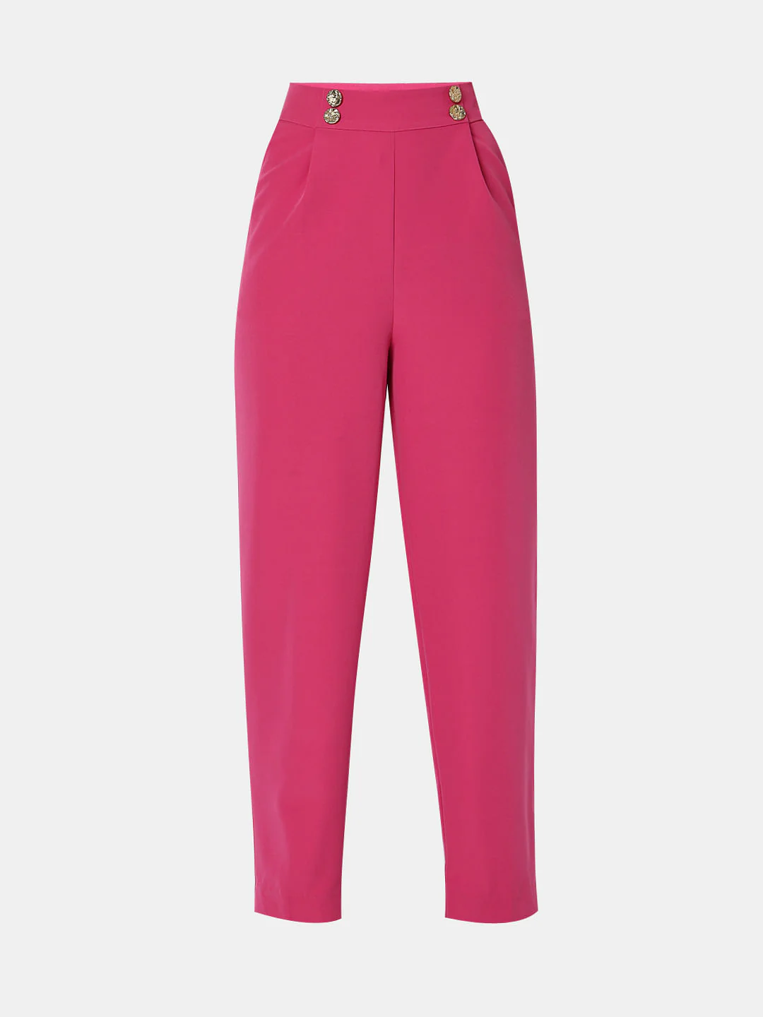 Pink High Rise Tapered Fit Pants - Image 7