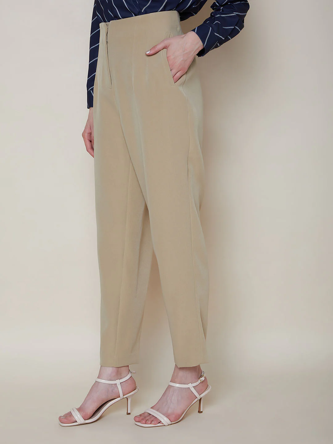 Beige High Rise Pants - Image 3
