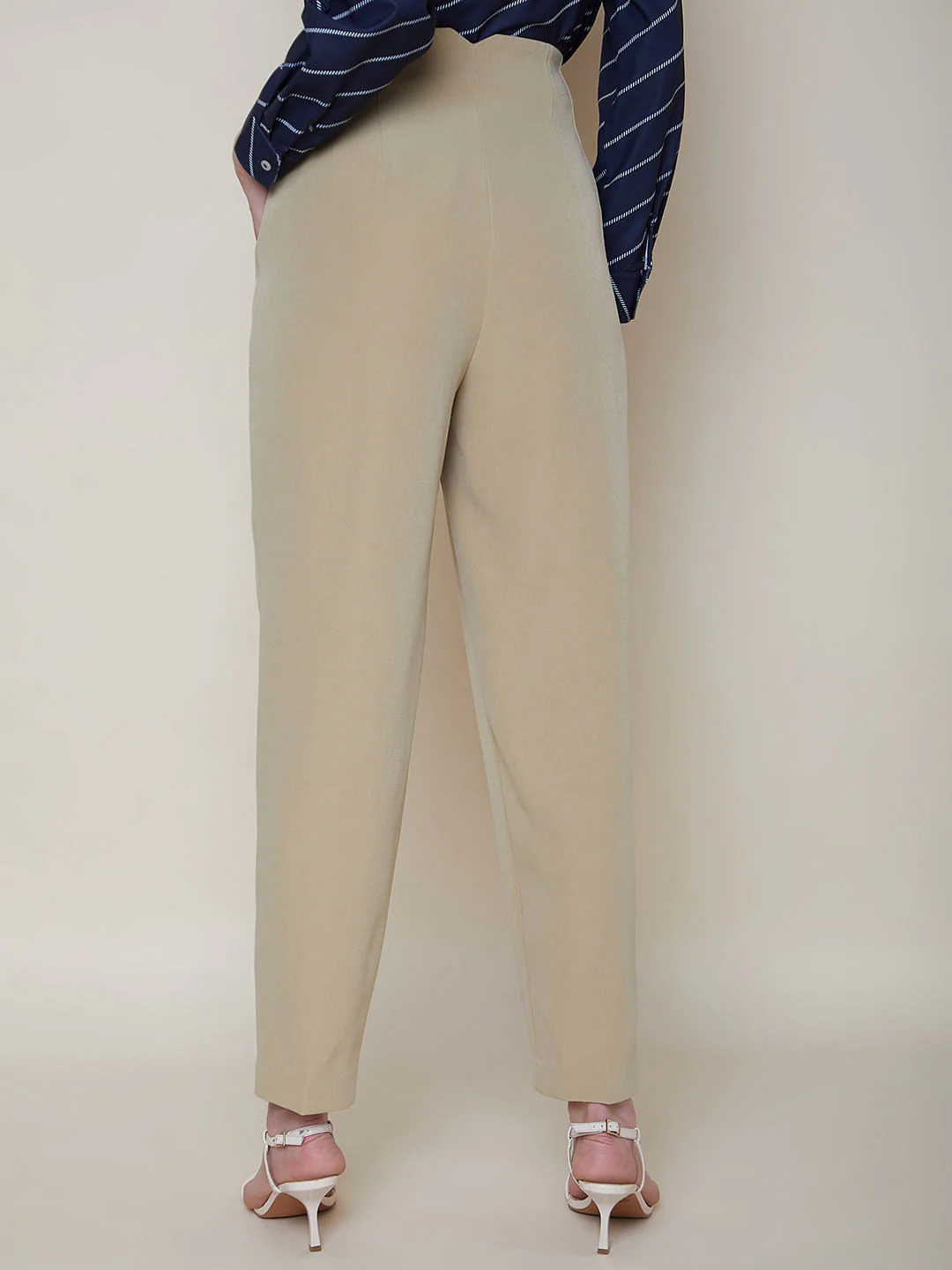 Beige High Rise Pants - Image 4