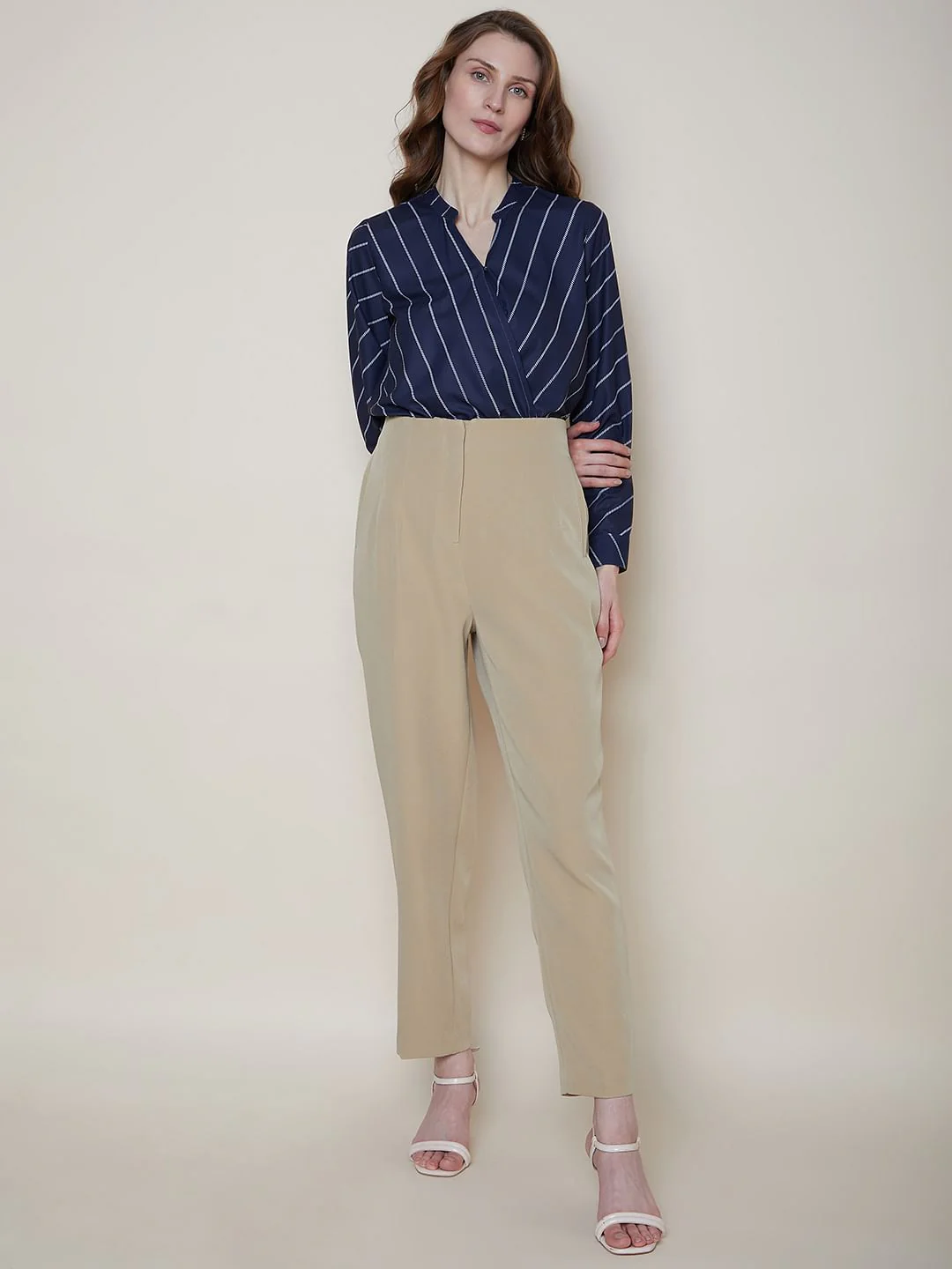 Beige High Rise Pants - Image 5