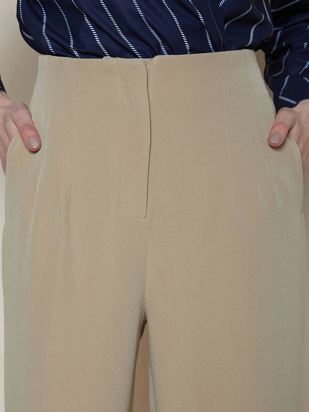 Beige High Rise Pants - Image 6