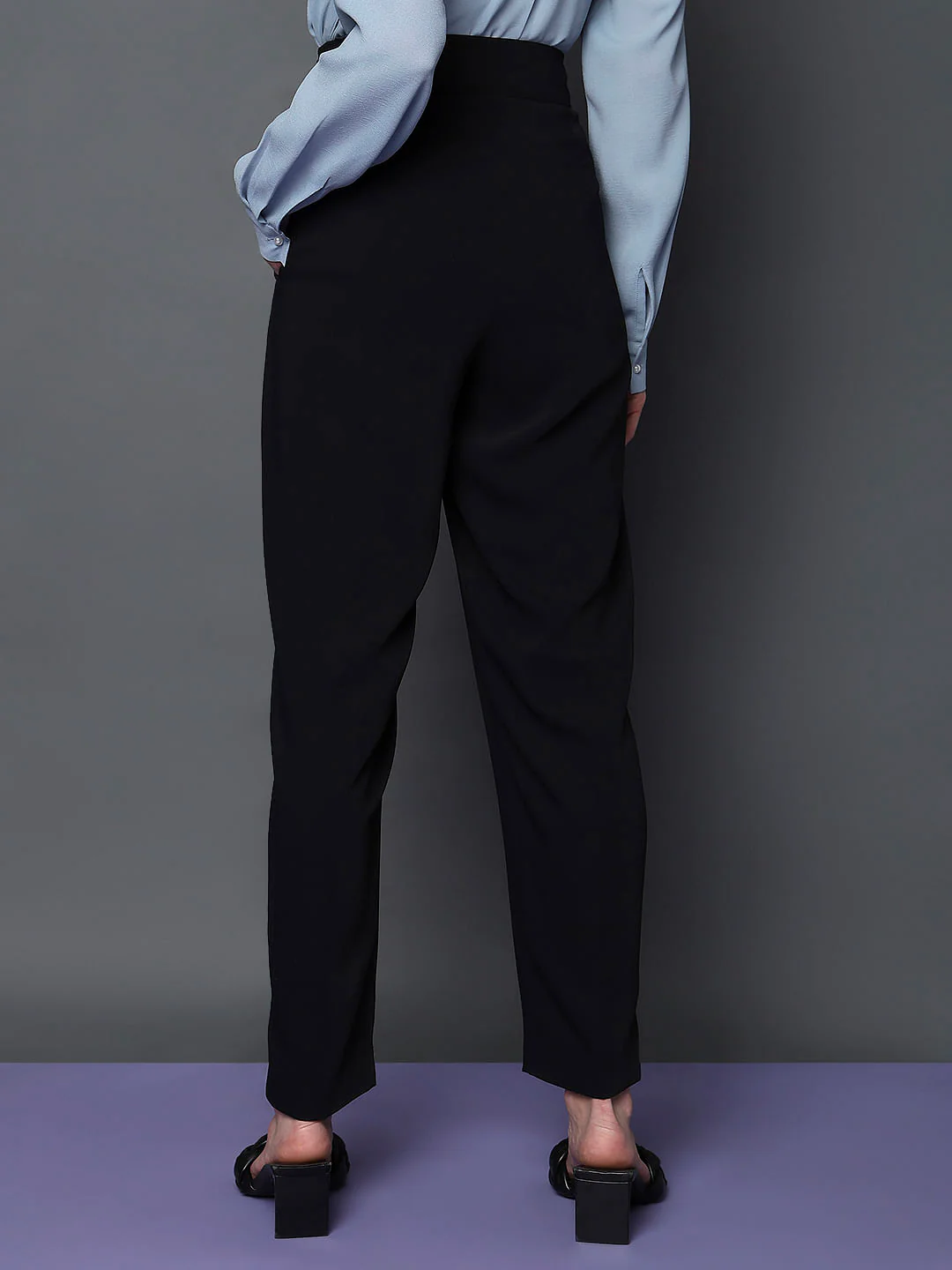 Black High Rise Tapered Pants - Image 4