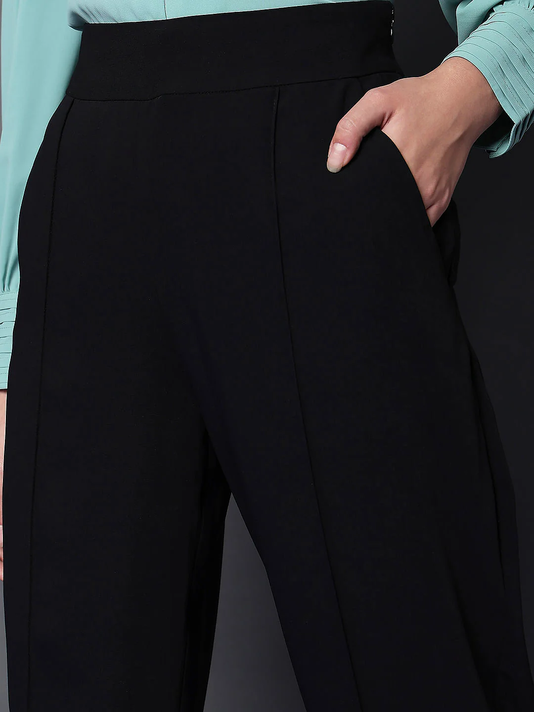 Black High Rise Tapered Fit Pants - Image 5