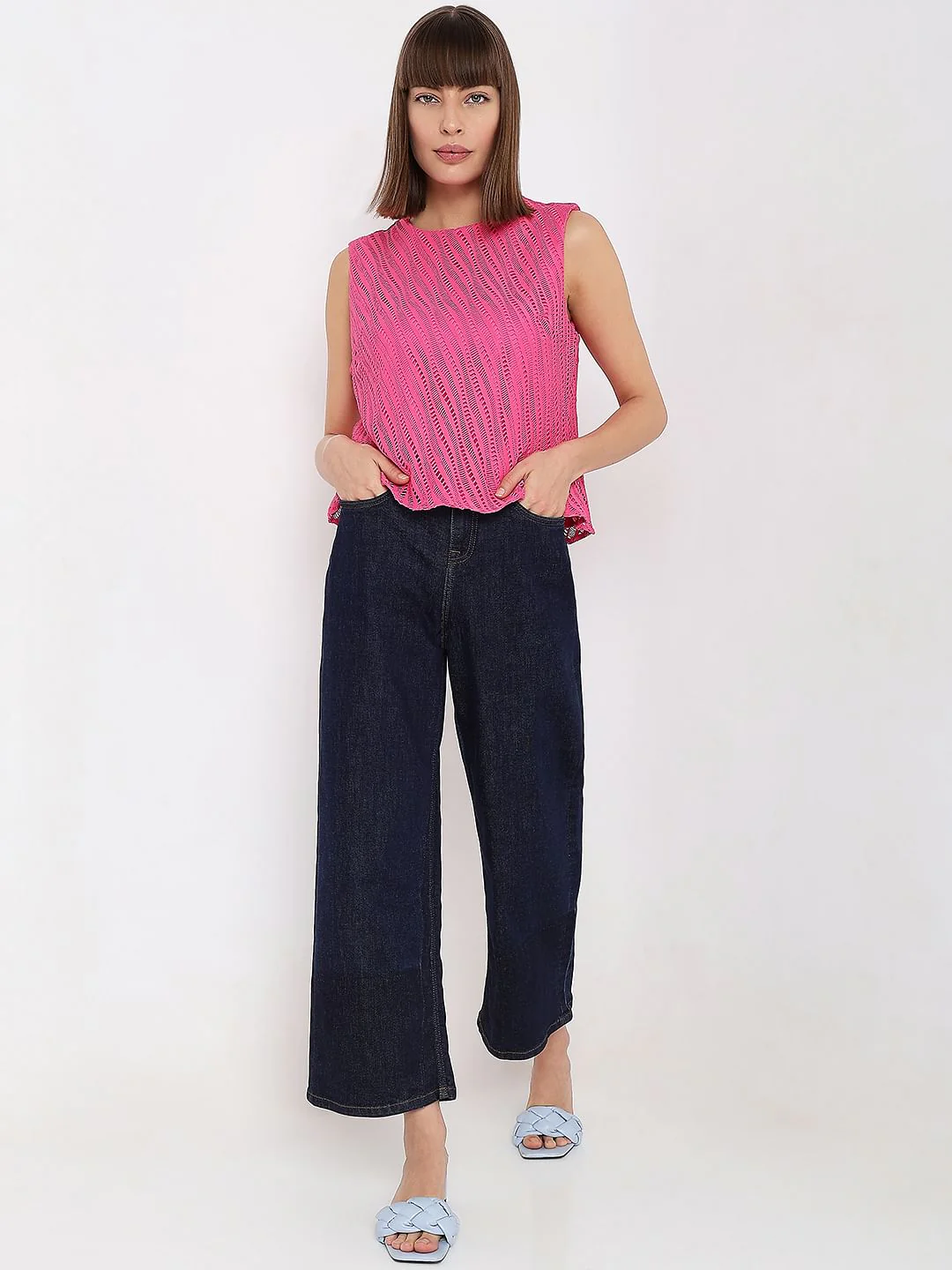 Hot Pink Lace Sleeveless Top - Image 5