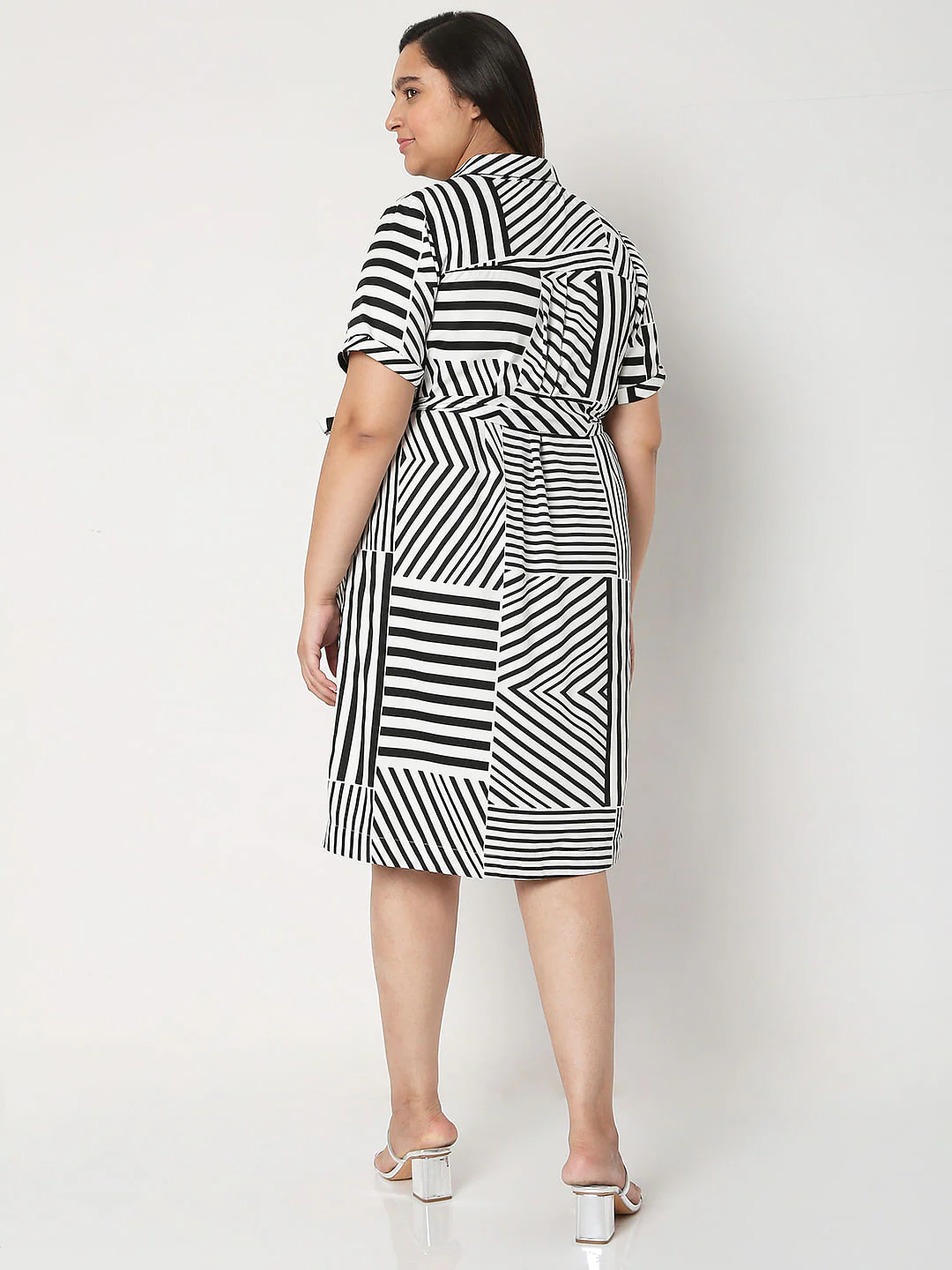 Curve White & Black Striped Dress - Image 4