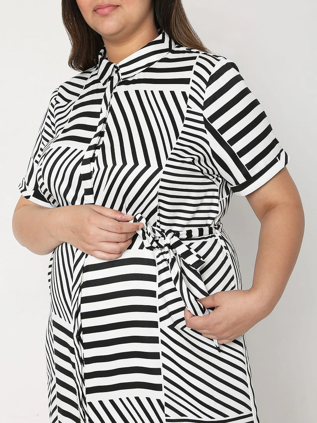 Curve White & Black Striped Dress - Image 5