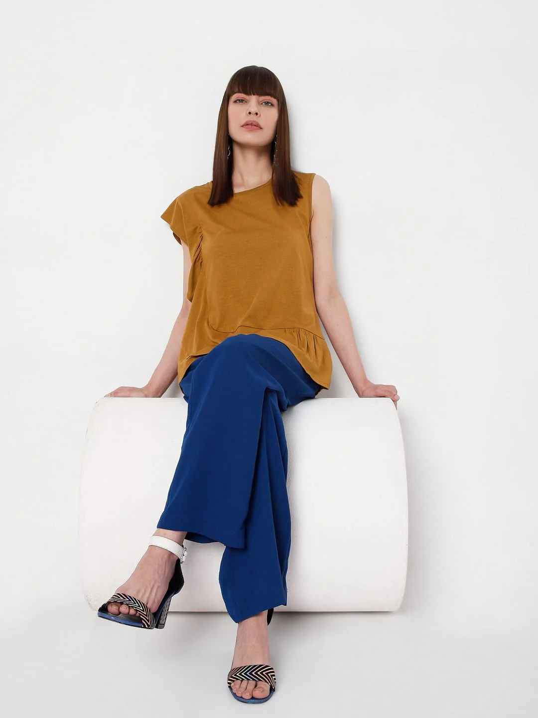 Brown Ruffle Top