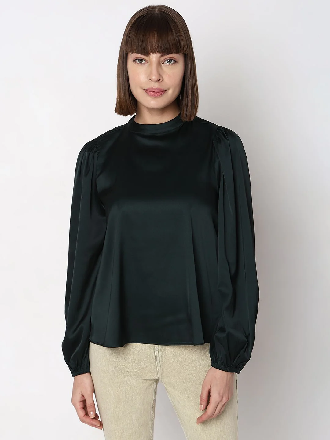 Dark Green High Neck Top - Image 2