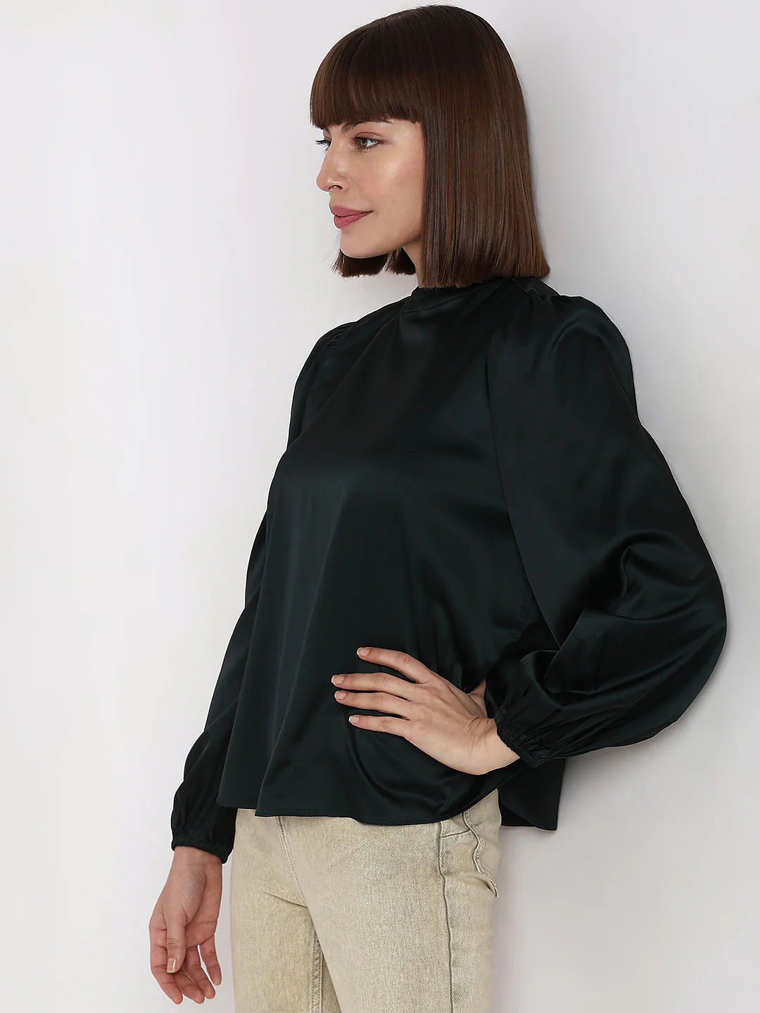 Dark Green High Neck Top - Image 3
