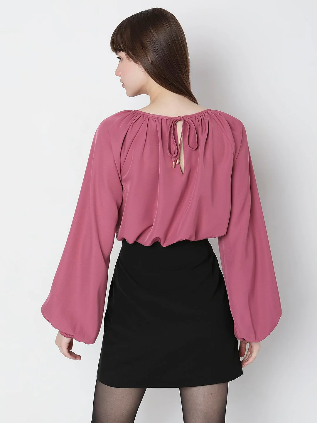 Pink Full Sleeves Crop Top - Image 4