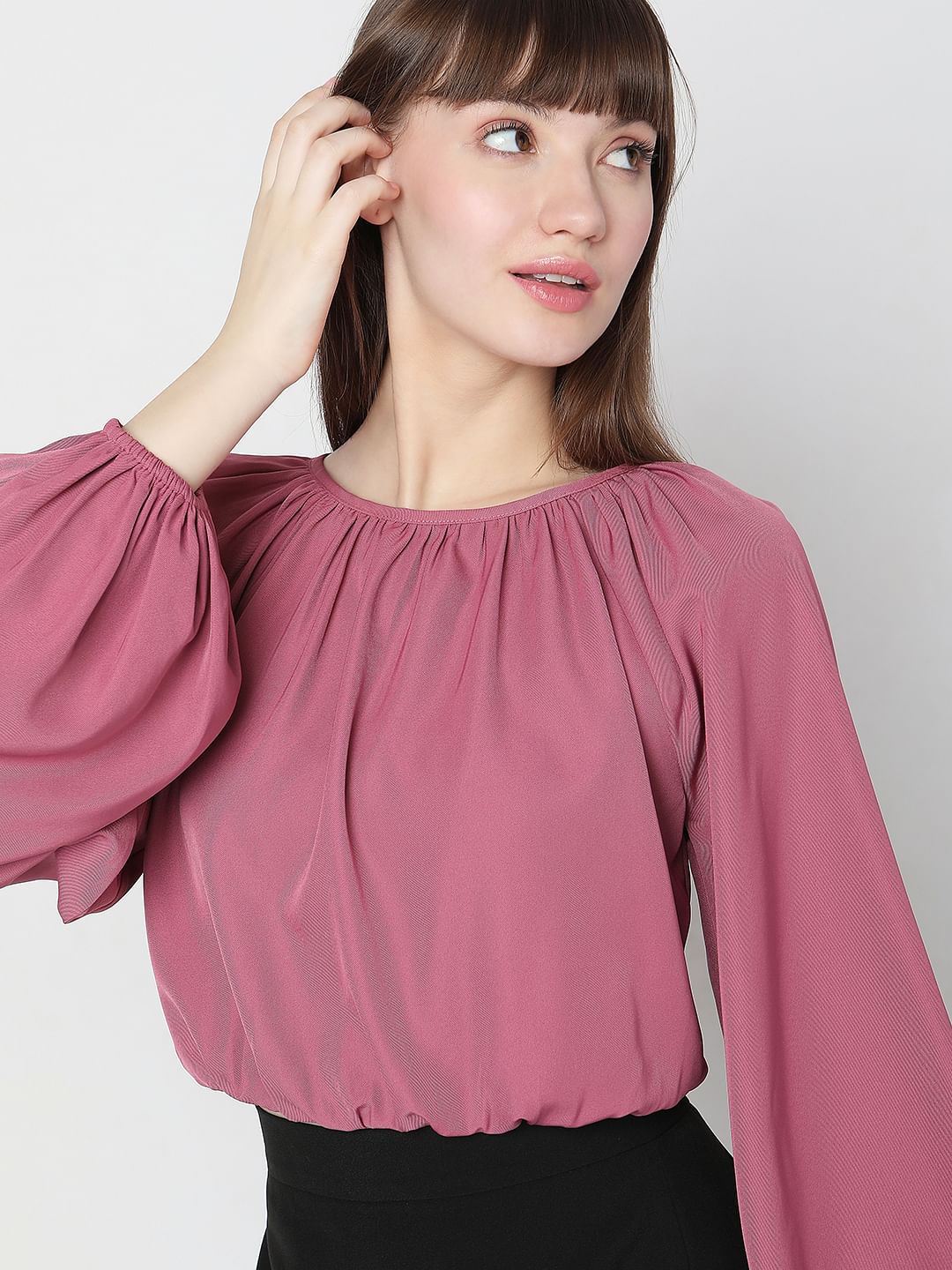Pink Full Sleeves Crop Top - Image 5