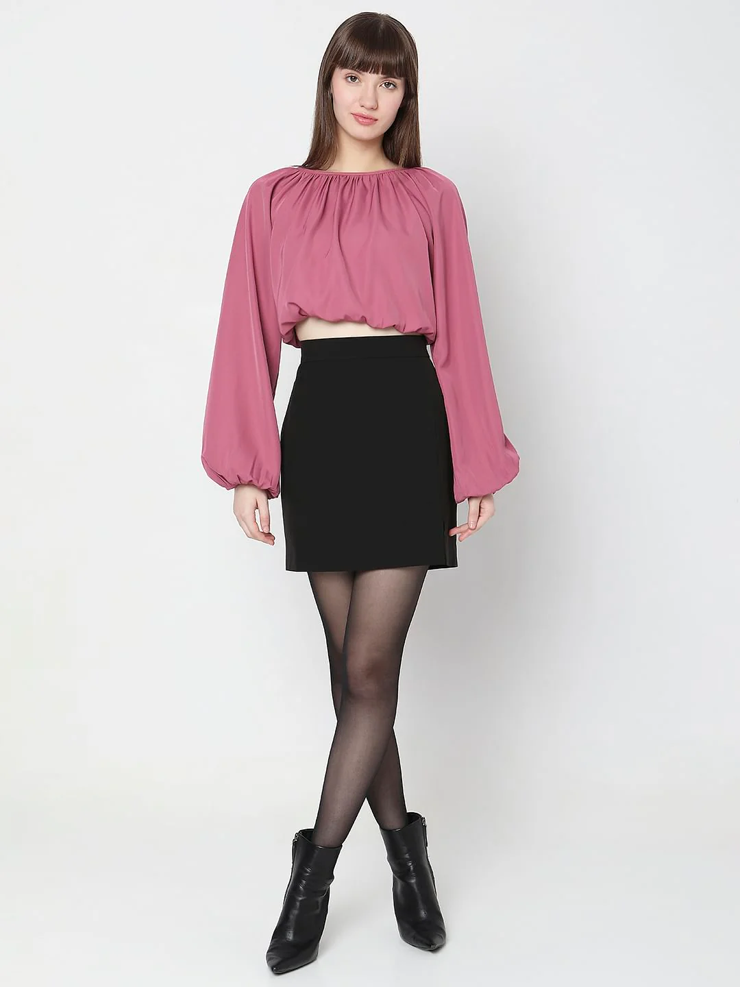 Pink Full Sleeves Crop Top - Image 6