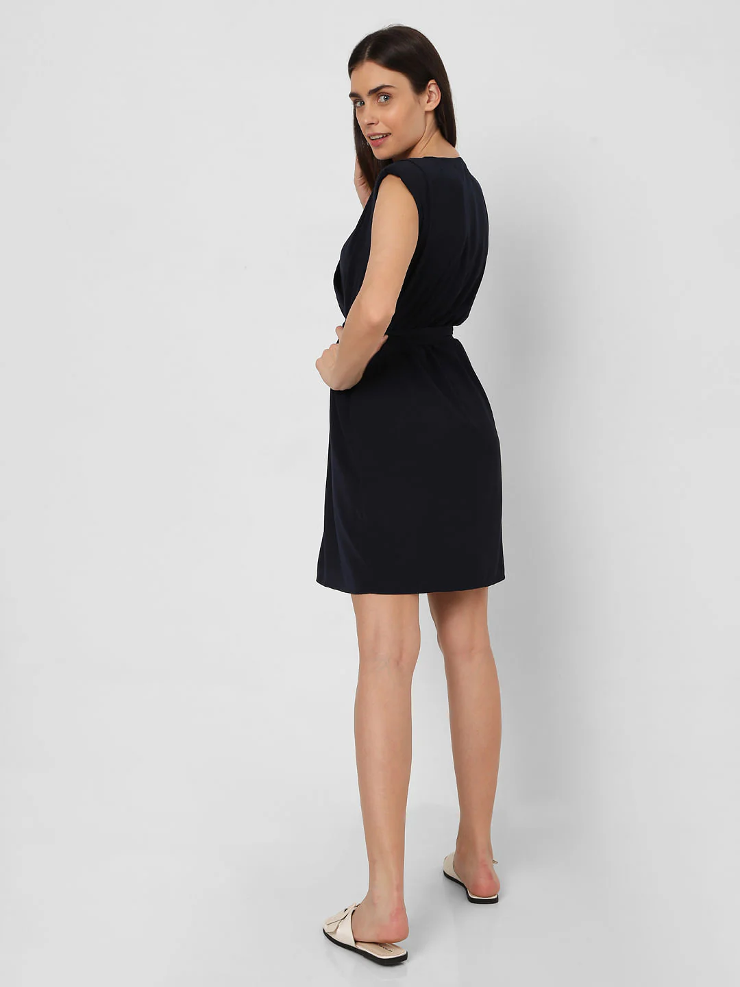 Navy Blue Wrap Dress - Image 4