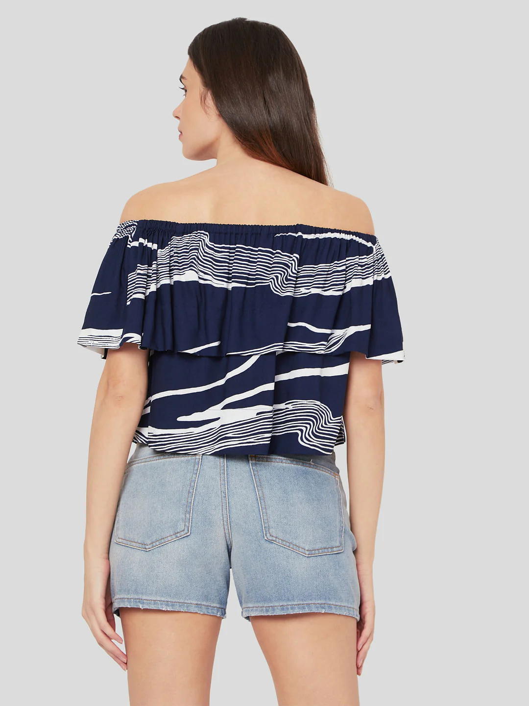 Blue Abstract Wave Print Top - Image 4