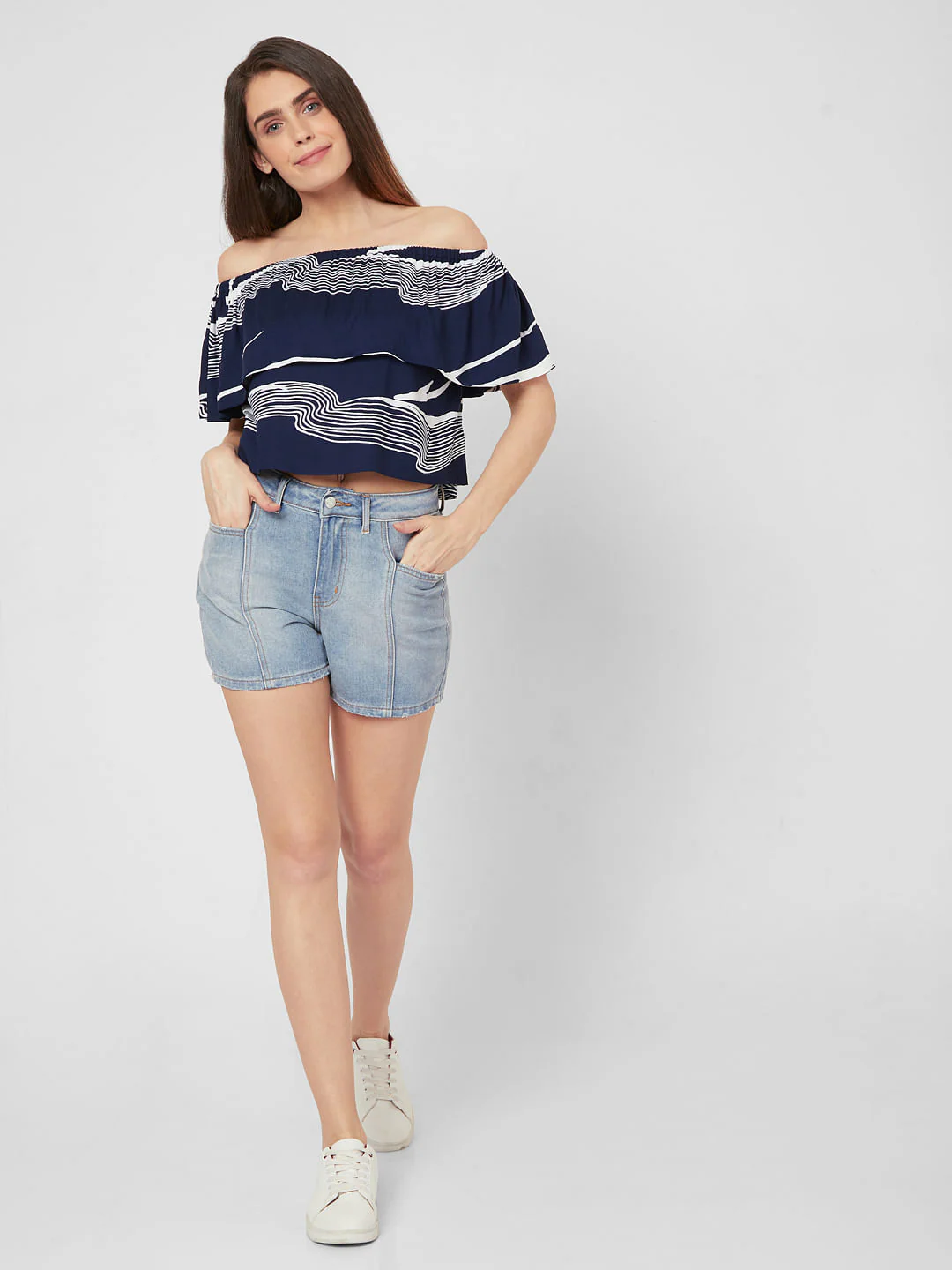 Blue Abstract Wave Print Top - Image 5