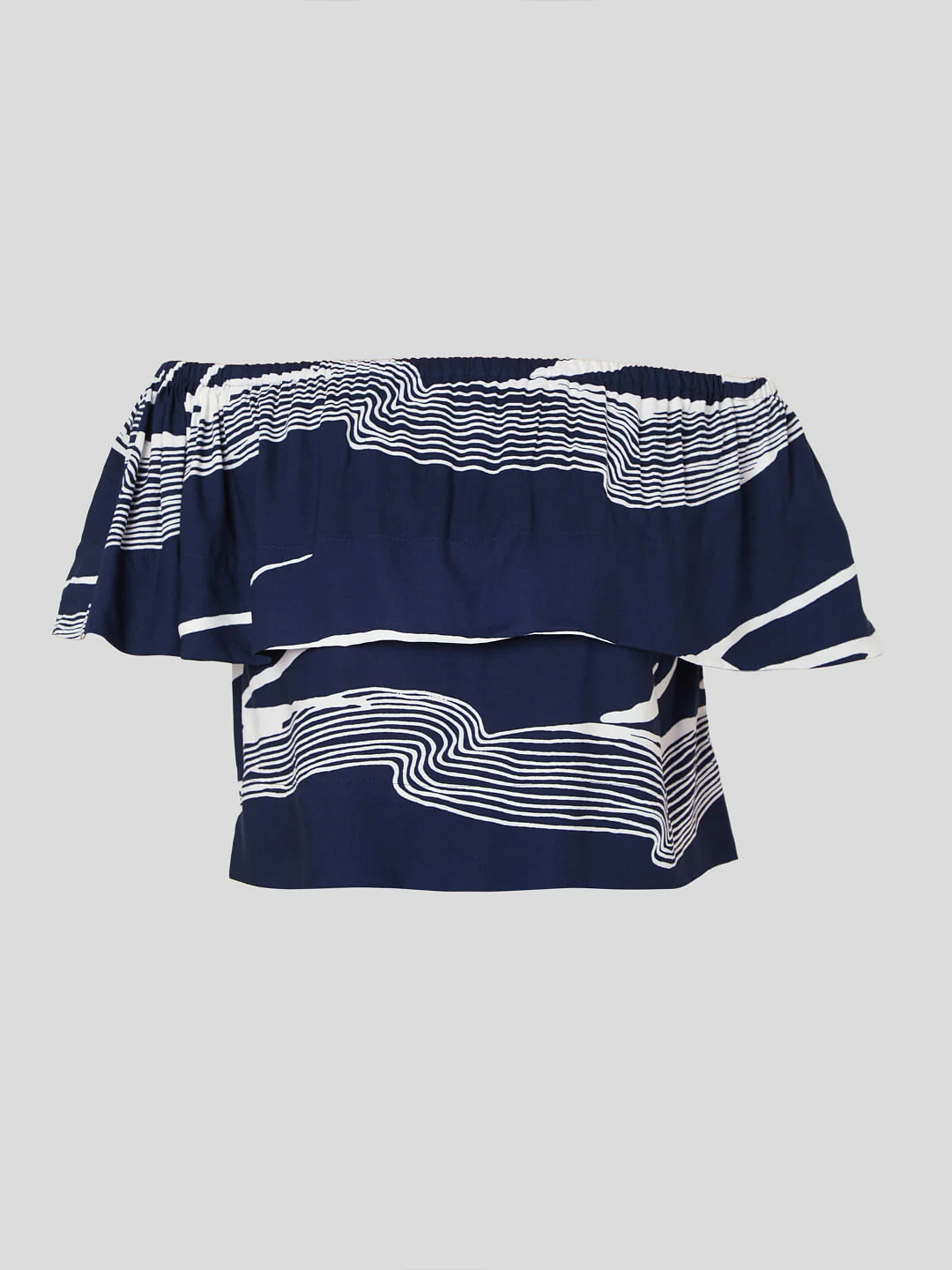 Blue Abstract Wave Print Top - Image 7