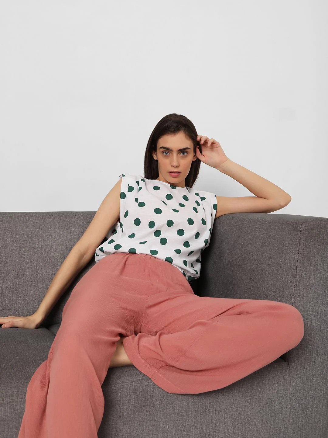 White Polka Dot Top